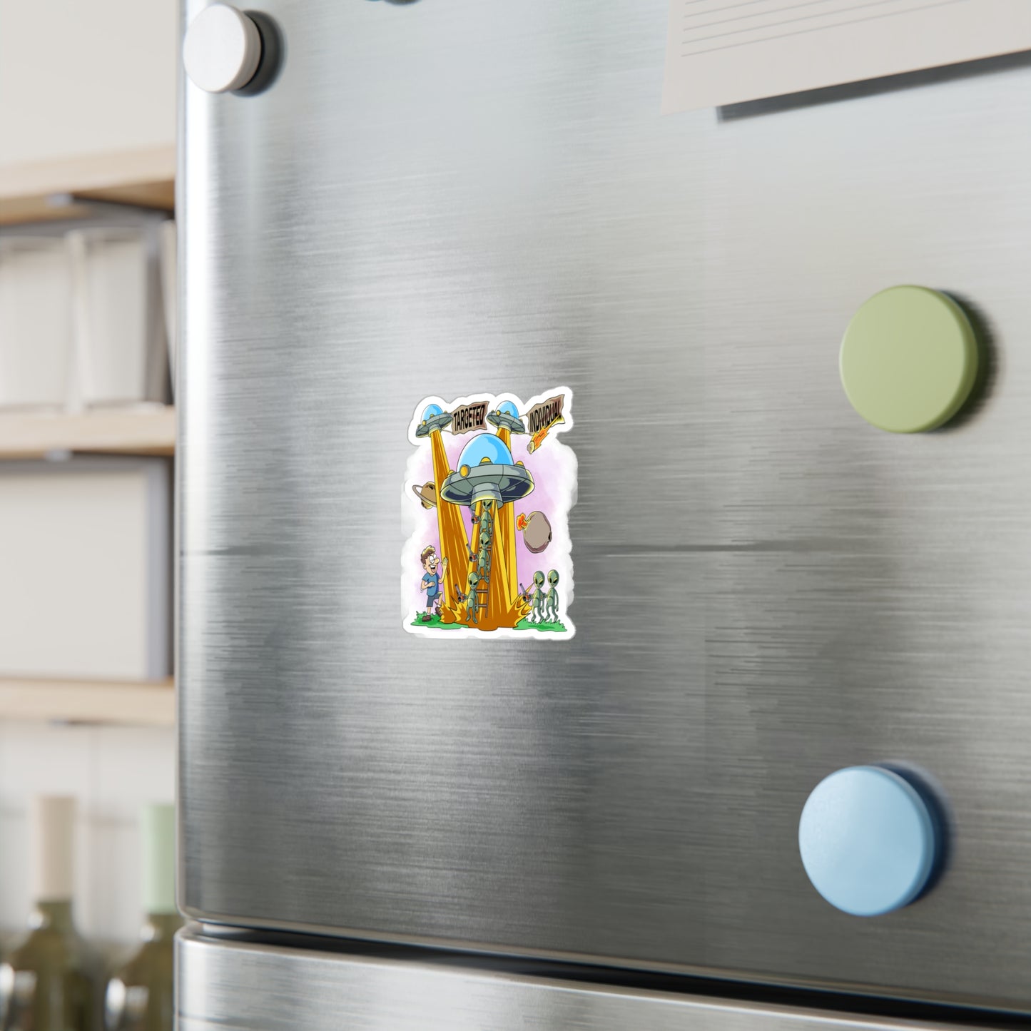 Targeted Individual UFO Alien Abduction Vinyl Sticker — Kiss-Cut Decal