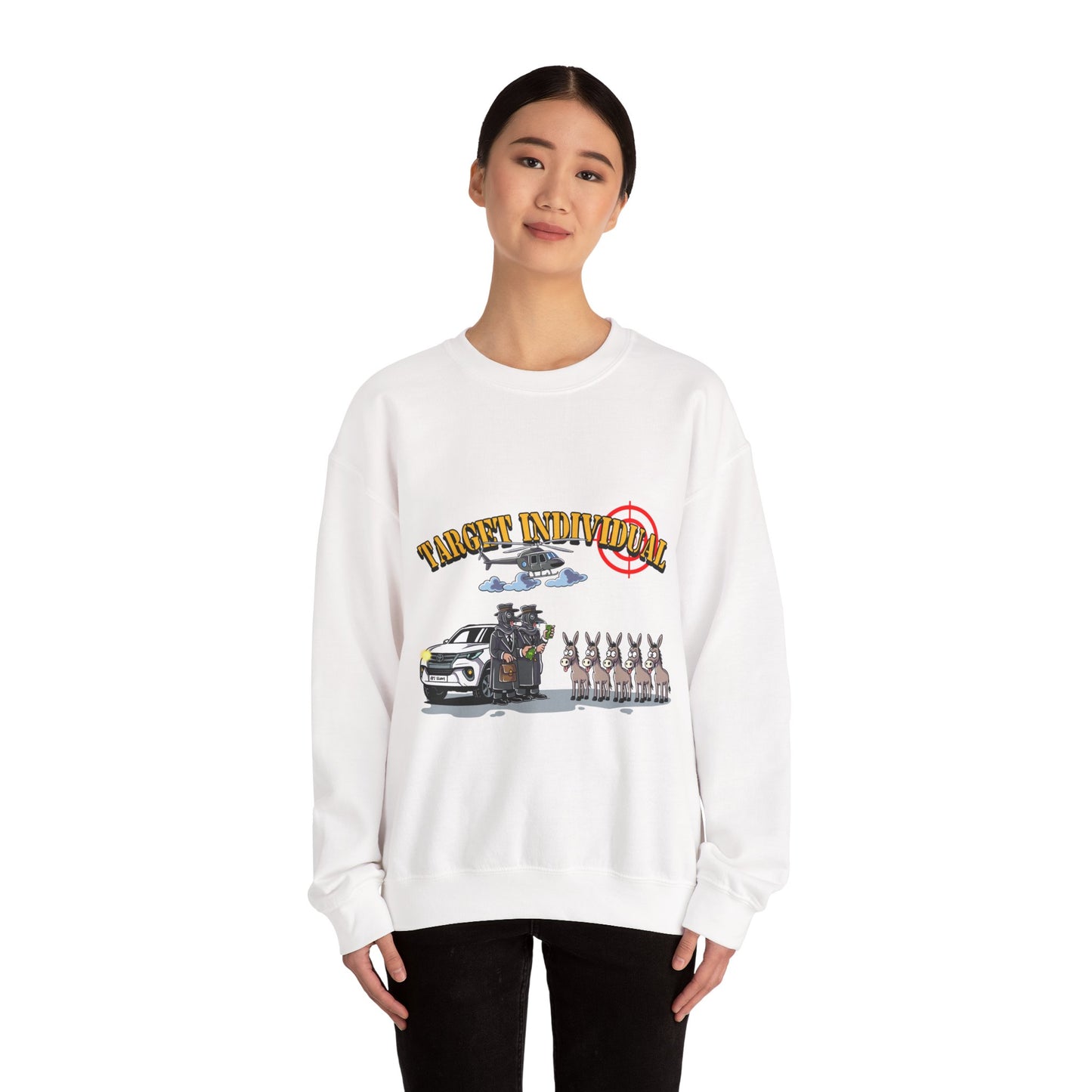 Crewneck Sweatshirt - Target Individual Graphic with Van, Helicopter & Bunnies