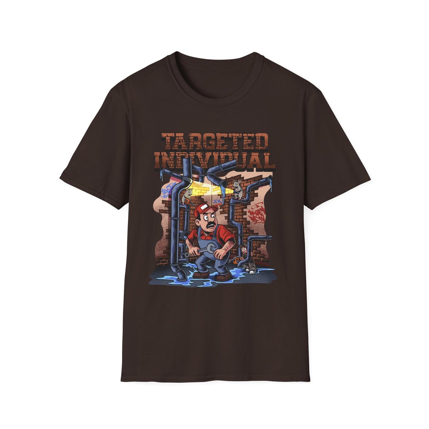 Plumber Cartoon Tee — "Tap Outta Luck" Retro Plumbing Design