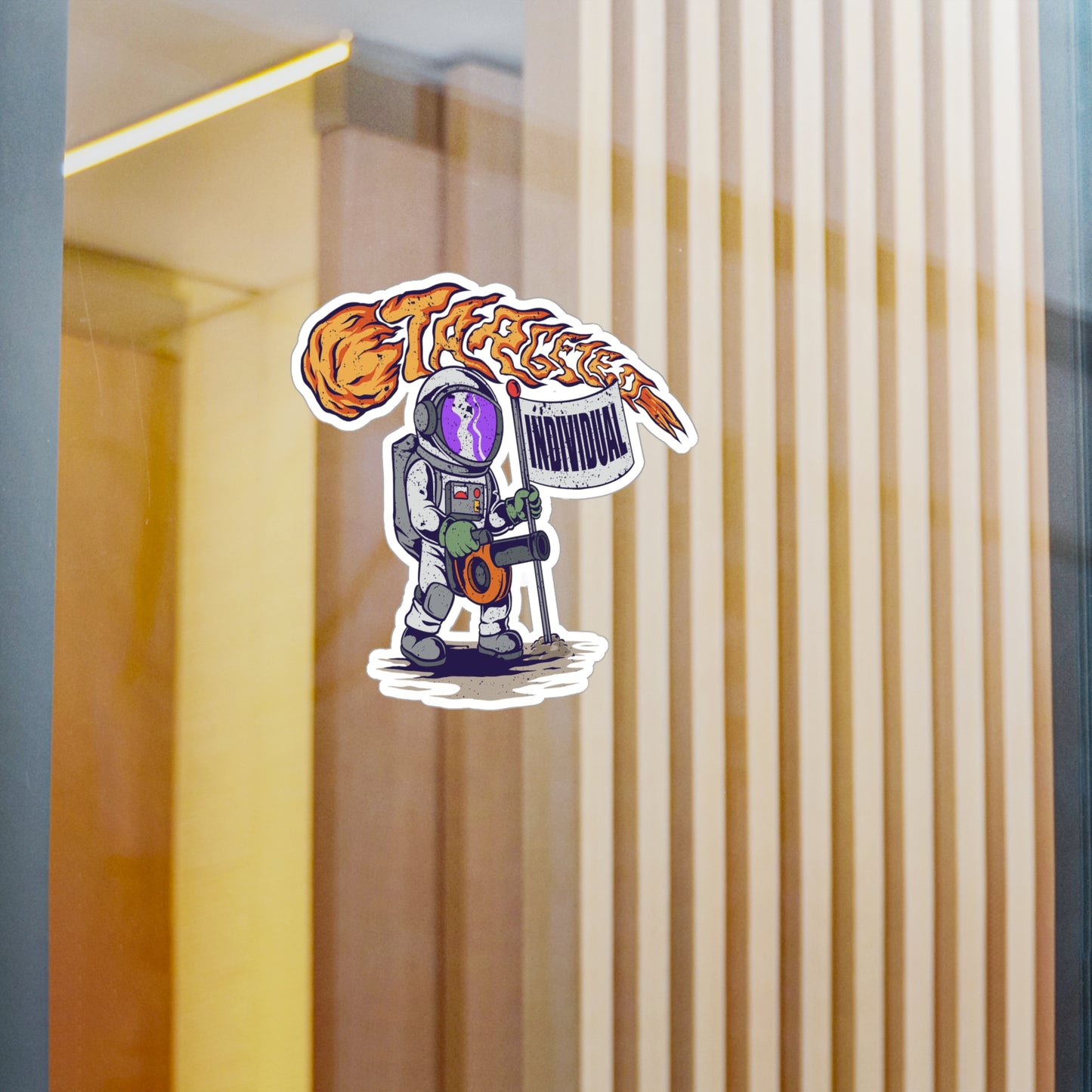 Astronaut 'Individual' Kiss-Cut Vinyl Sticker – Retro Space Explorer Decal