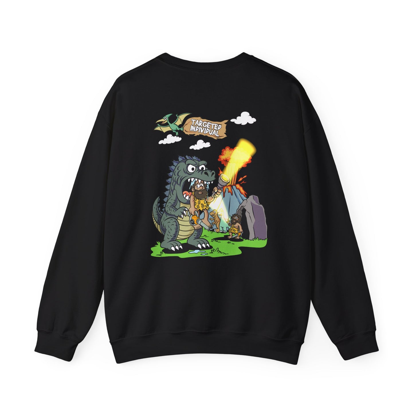 Godzilla Cartoon Crewneck Sweatshirt - Funny Monster Fire-Breathing Graphic