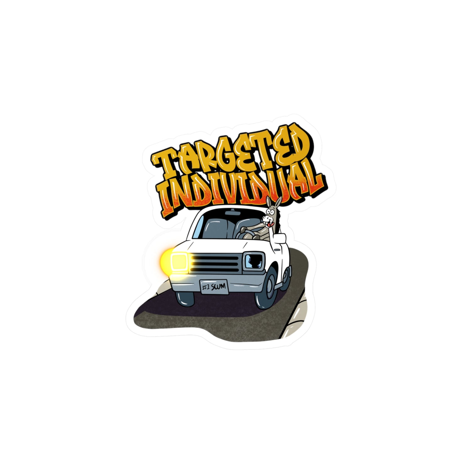 Targeted Individual Van Sticker — Kiss-Cut Vinyl Decal (Graffiti Text)