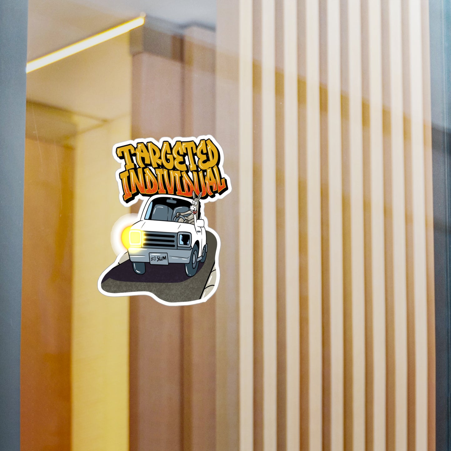Targeted Individual Van Sticker — Kiss-Cut Vinyl Decal (Graffiti Text)