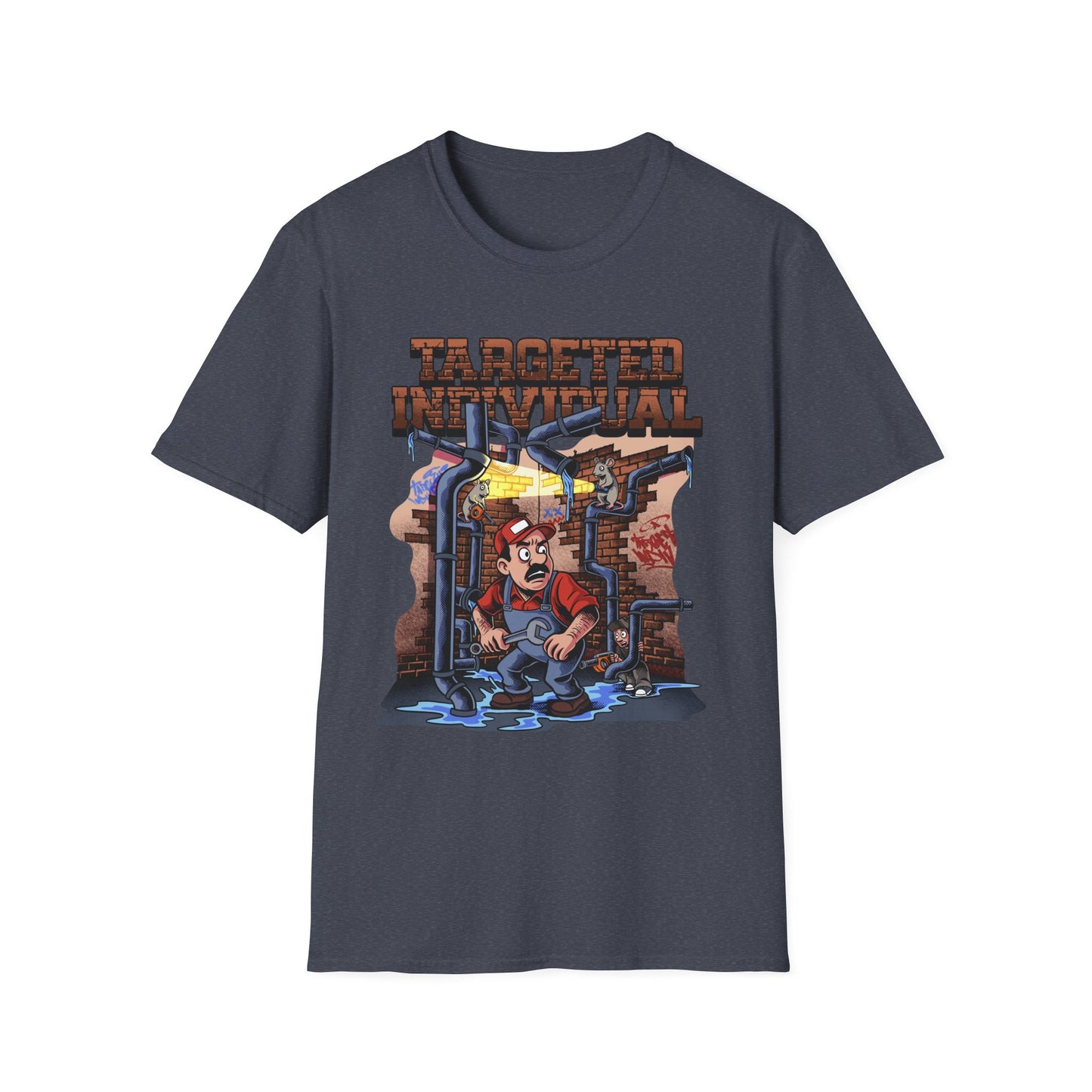 Plumber Cartoon Tee — "Tap Outta Luck" Retro Plumbing Design