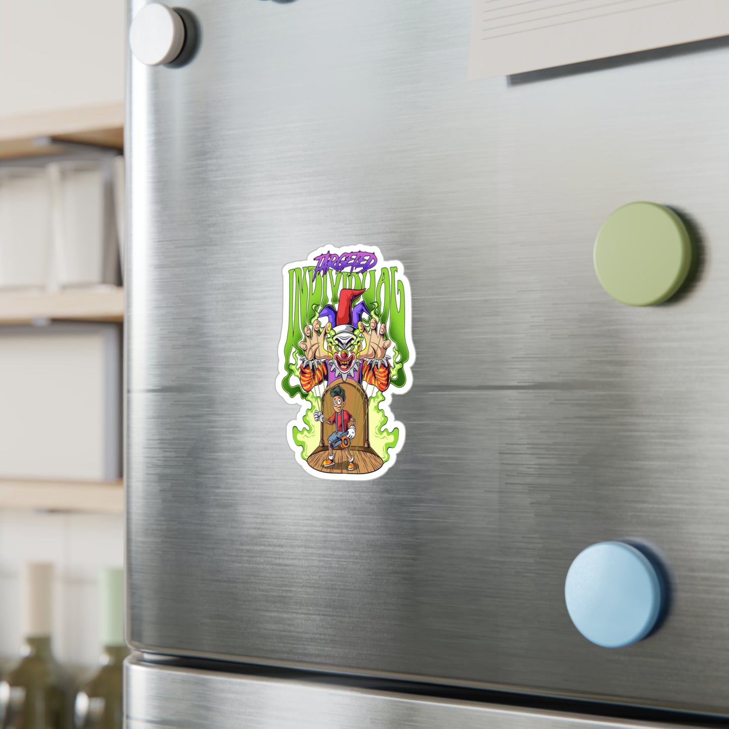 Creepy Clown Skateboarder Kiss-Cut Vinyl Sticker