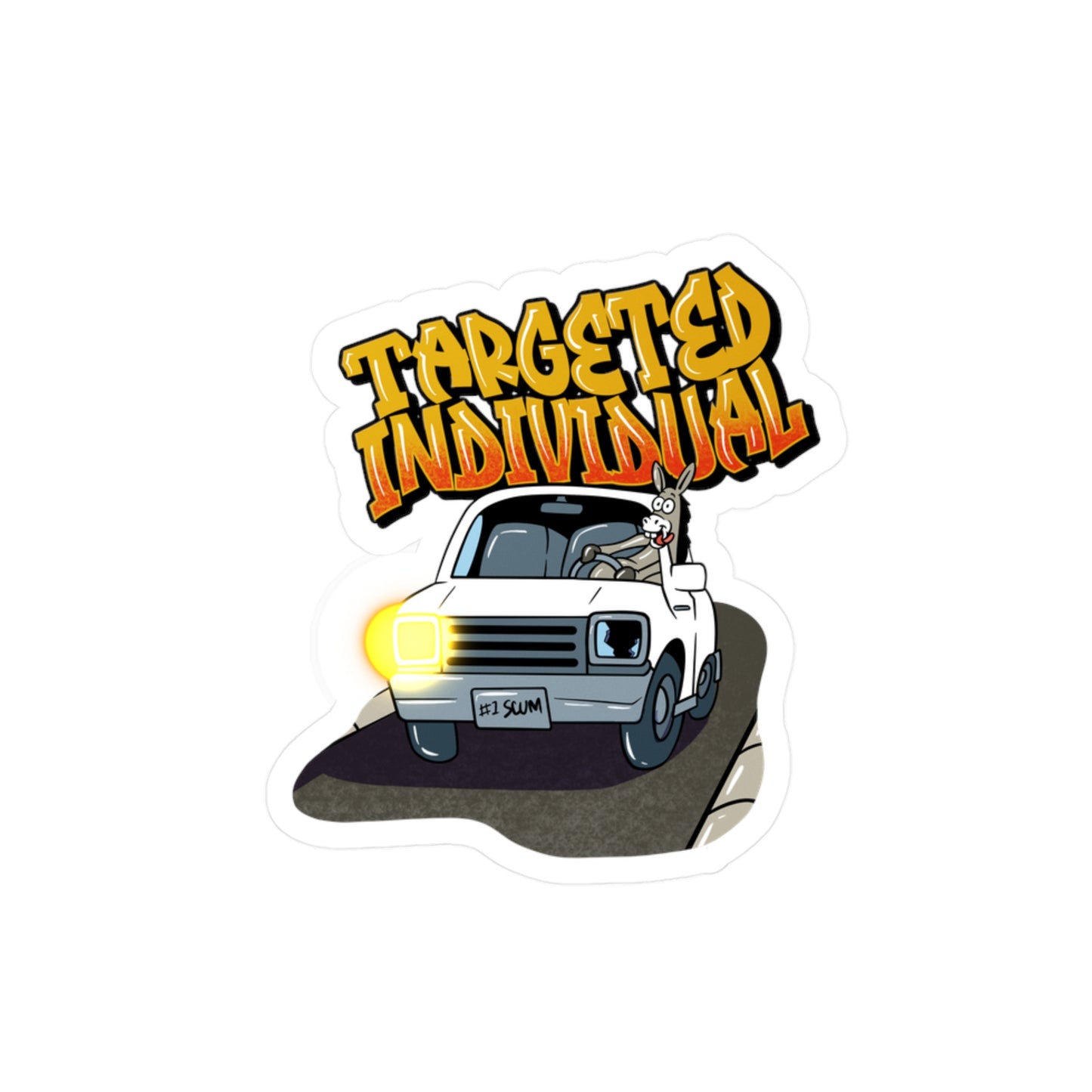 Targeted Individual Van Sticker — Kiss-Cut Vinyl Decal (Graffiti Text)