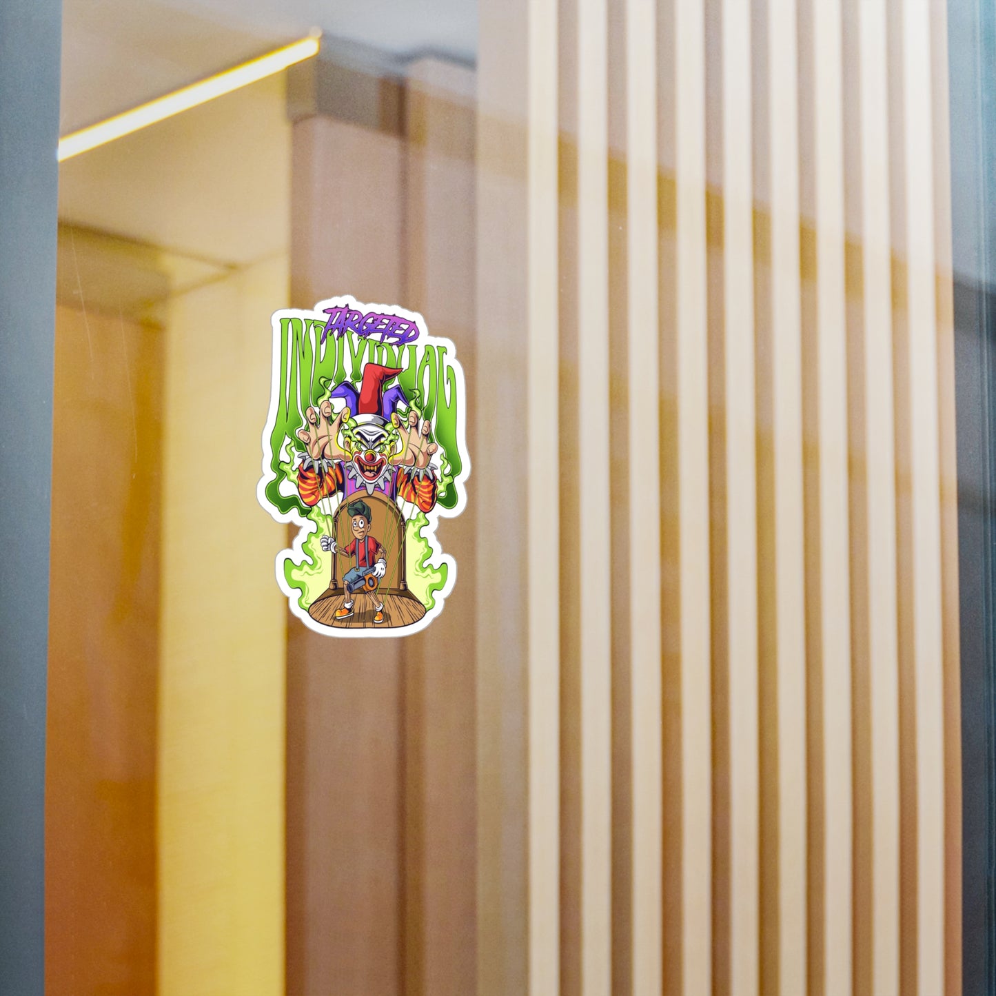 Creepy Clown Skateboarder Kiss-Cut Vinyl Sticker