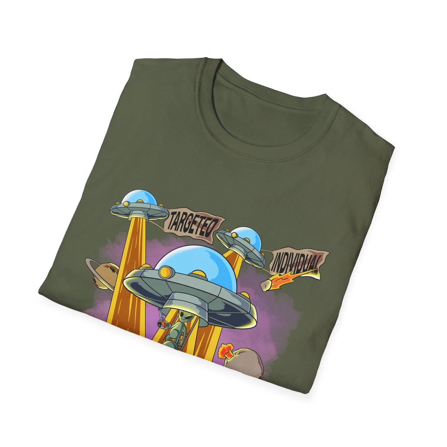 Alien Abduction Graphic T-Shirt — "Targeted Nowhere" Retro UFO Tee