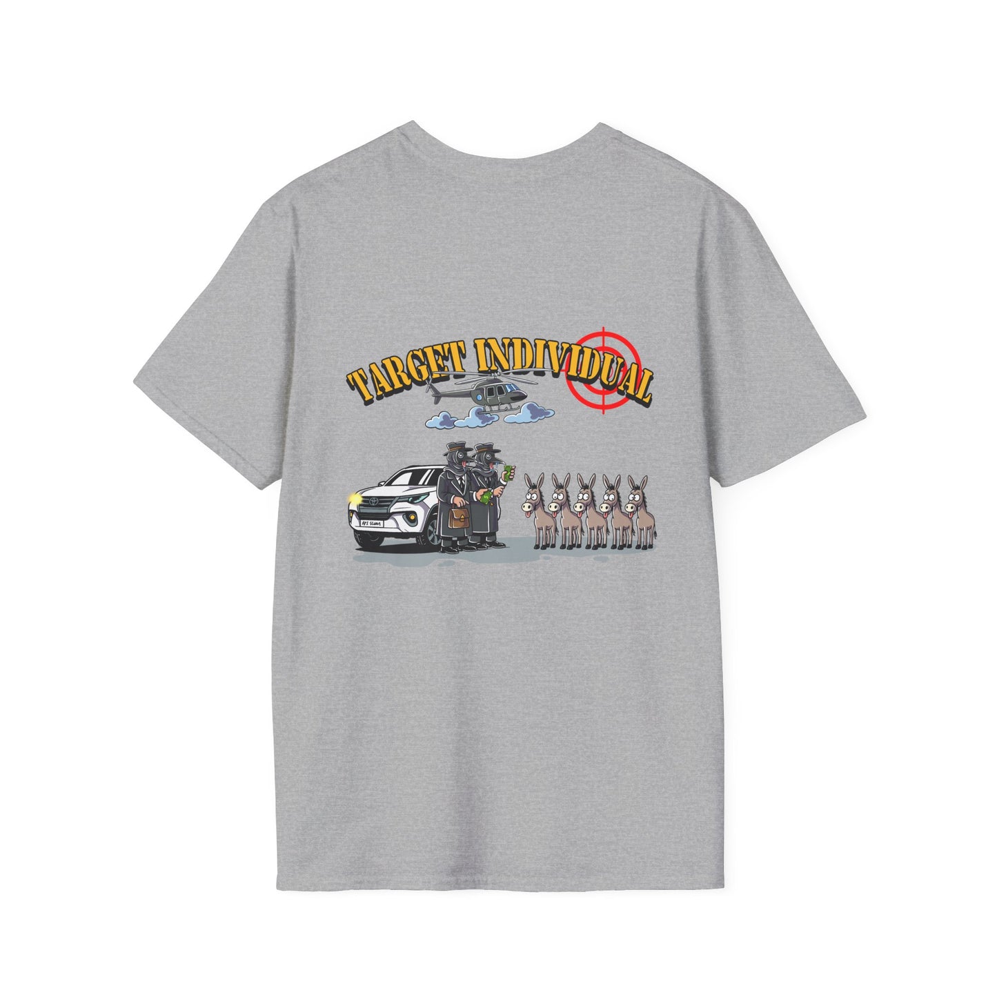 Target Individual T-Shirt — 'Target Individual' Graphic Tee with Police Truck & Targets