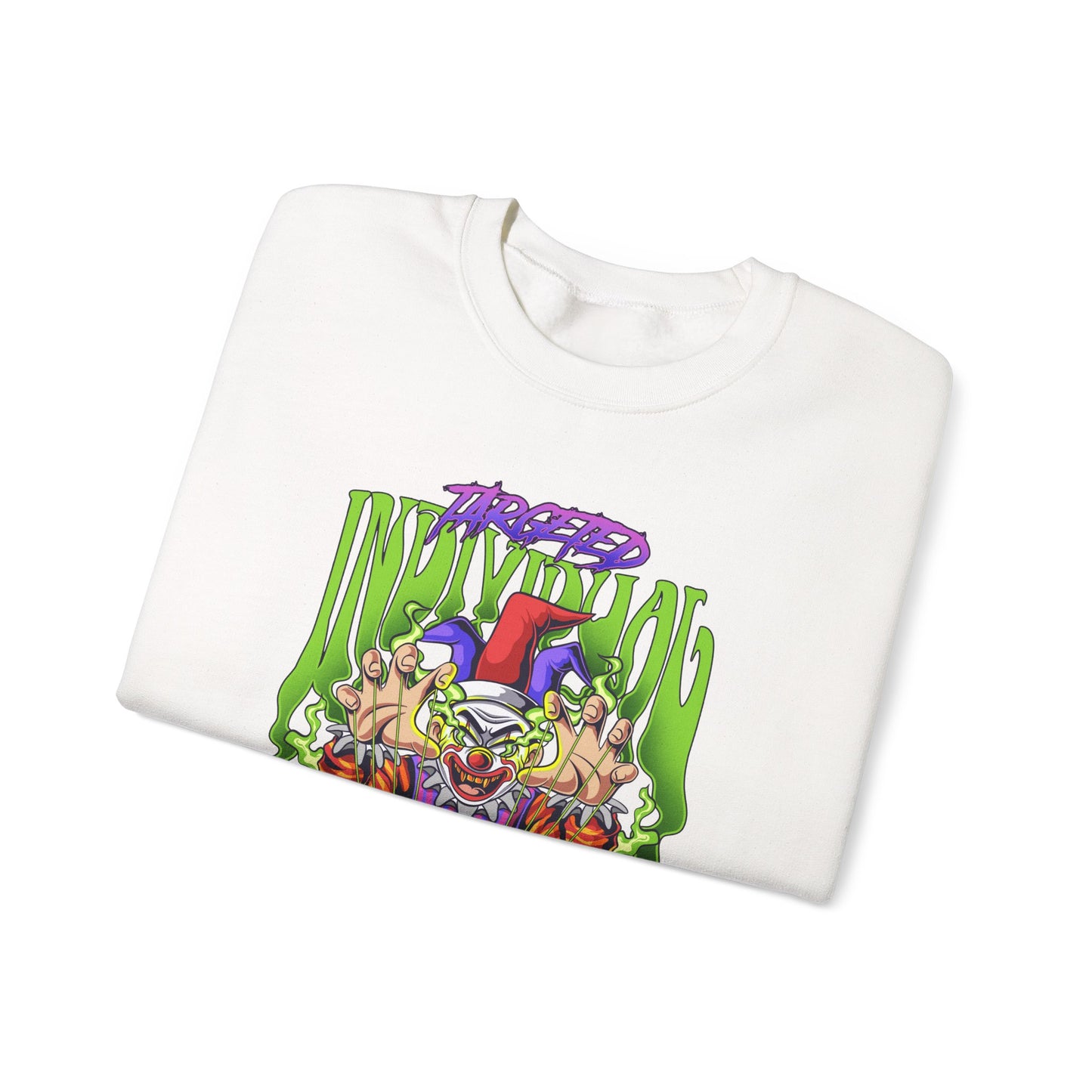 Creepy Clown Horror Crewneck Sweatshirt — Vintage Carnival Scare Graphic