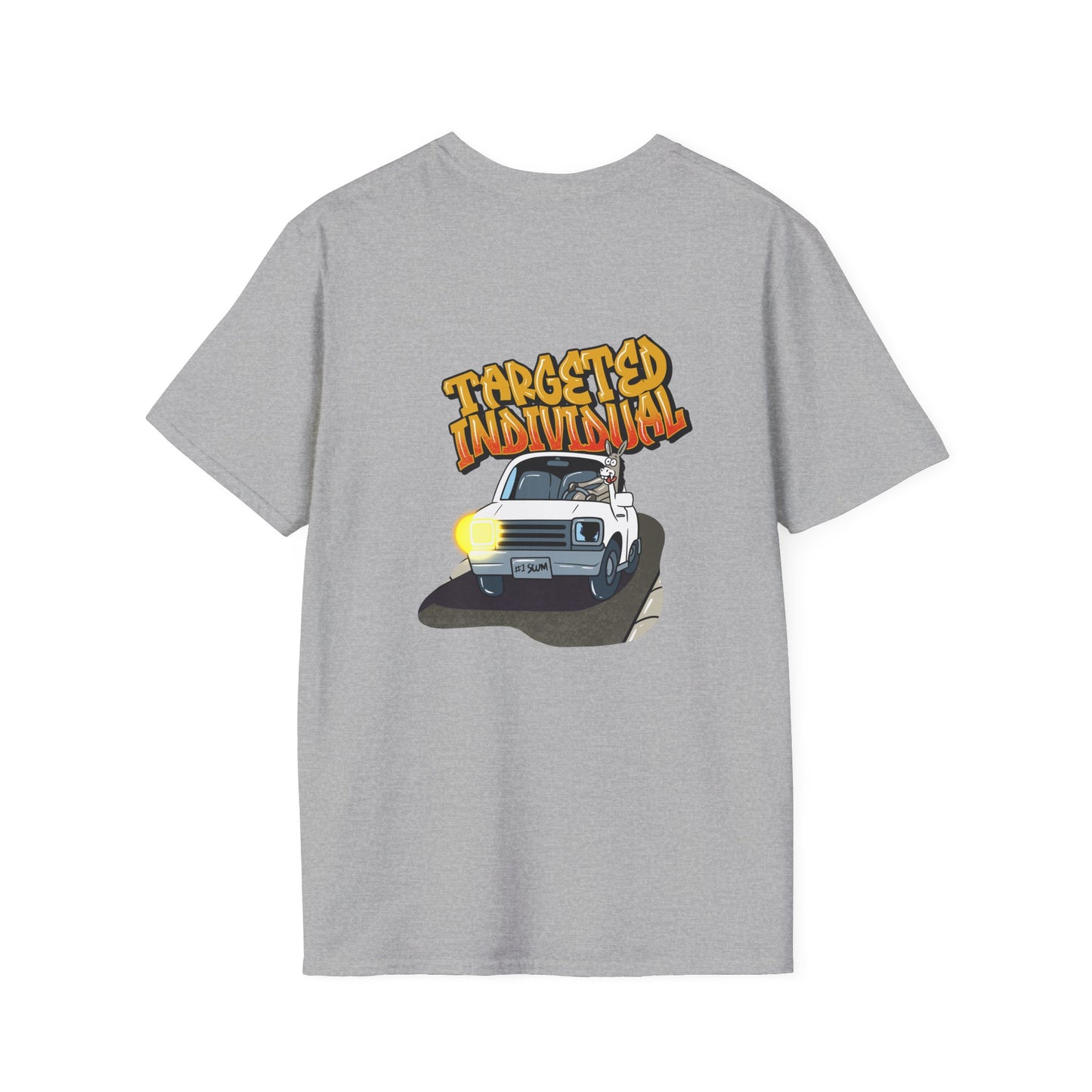 Targeted Individual Graphic Tee — Retro Police Car Design