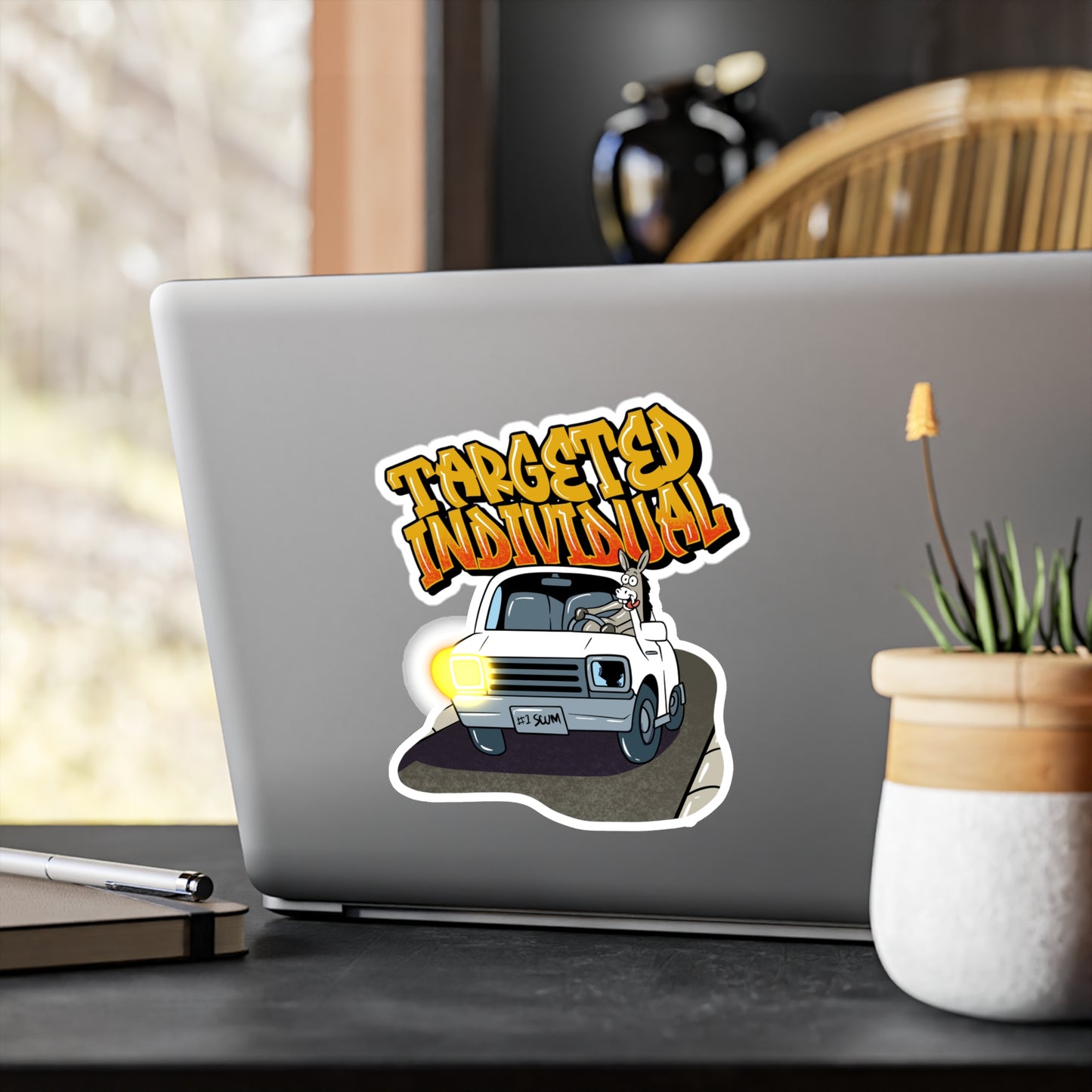 Targeted Individual Van Sticker — Kiss-Cut Vinyl Decal (Graffiti Text)