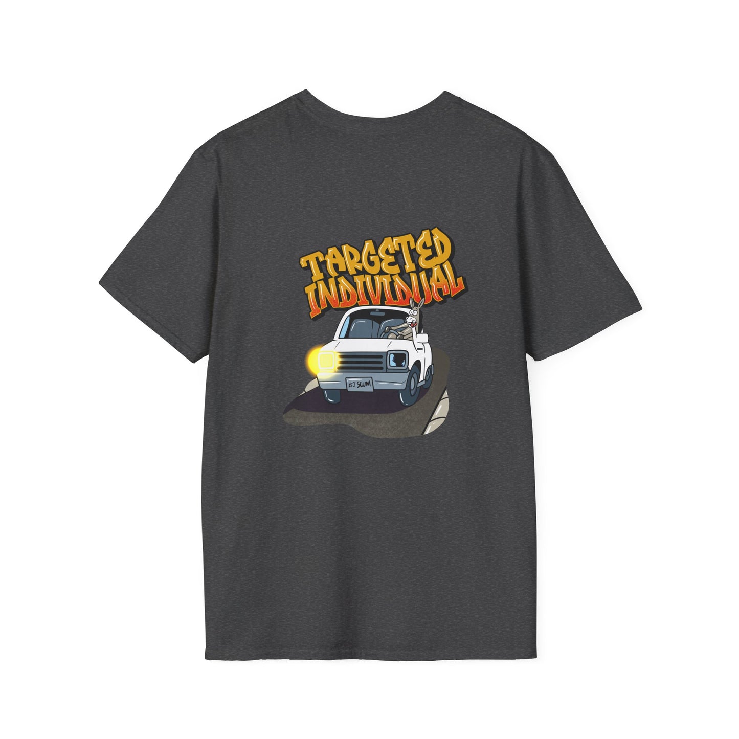 Targeted Individual Graphic Tee — Retro Police Car Design
