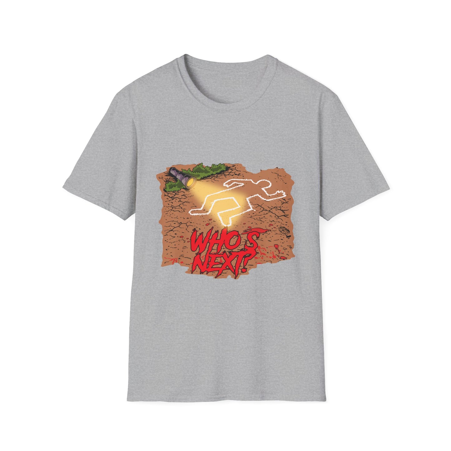 Crime Scene Chalk Outline T-Shirt – "Who's Next?" Graphic Tee
