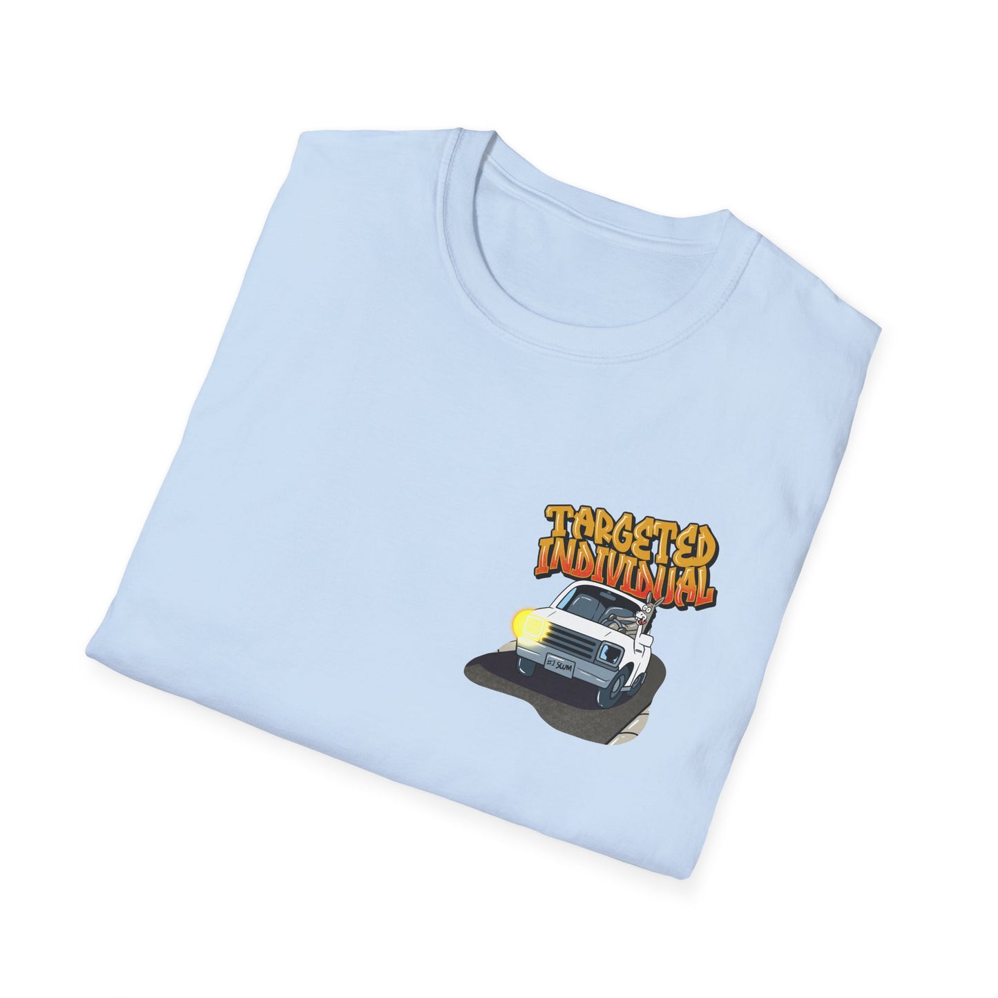 Targeted Individual Graphic T-Shirt — Retro Car & Neighborhood Illustration