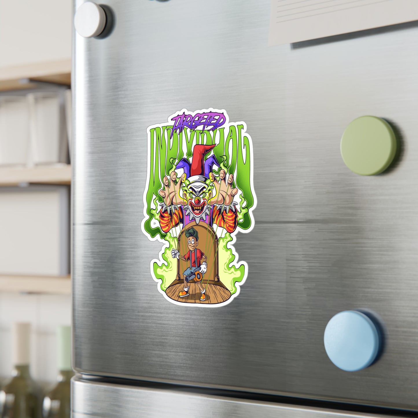 Creepy Clown Skateboarder Kiss-Cut Vinyl Sticker
