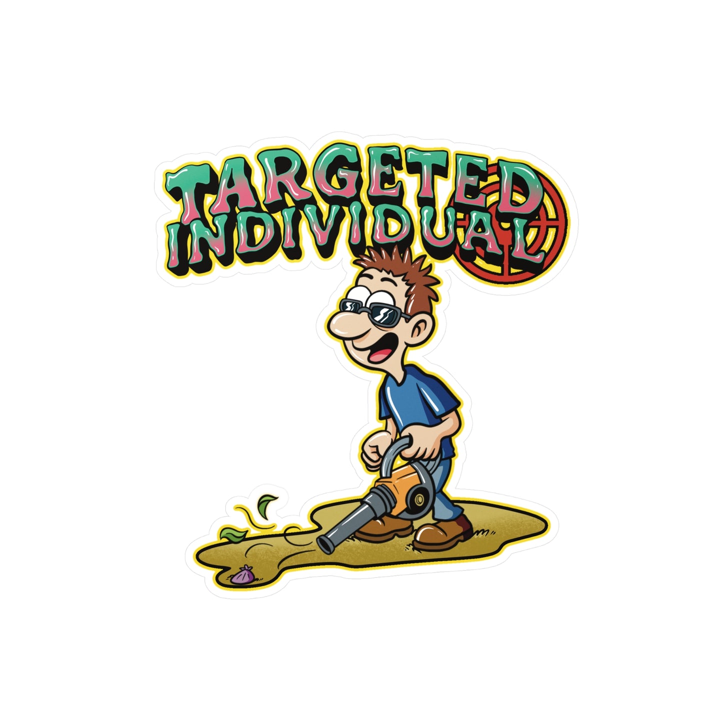 Targeted Individual Vinyl Sticker — Comic Character Kiss-Cut Decal