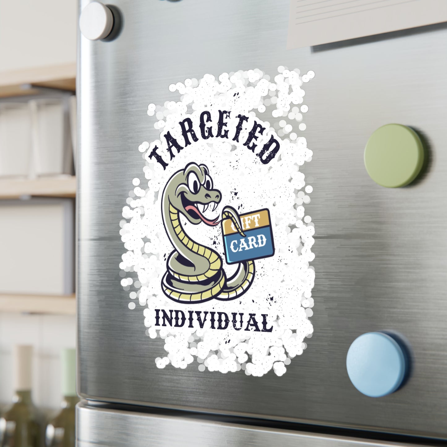 Targeted Individual Snake Sticker – Kiss-Cut Vinyl Decal (Gift Card Design)