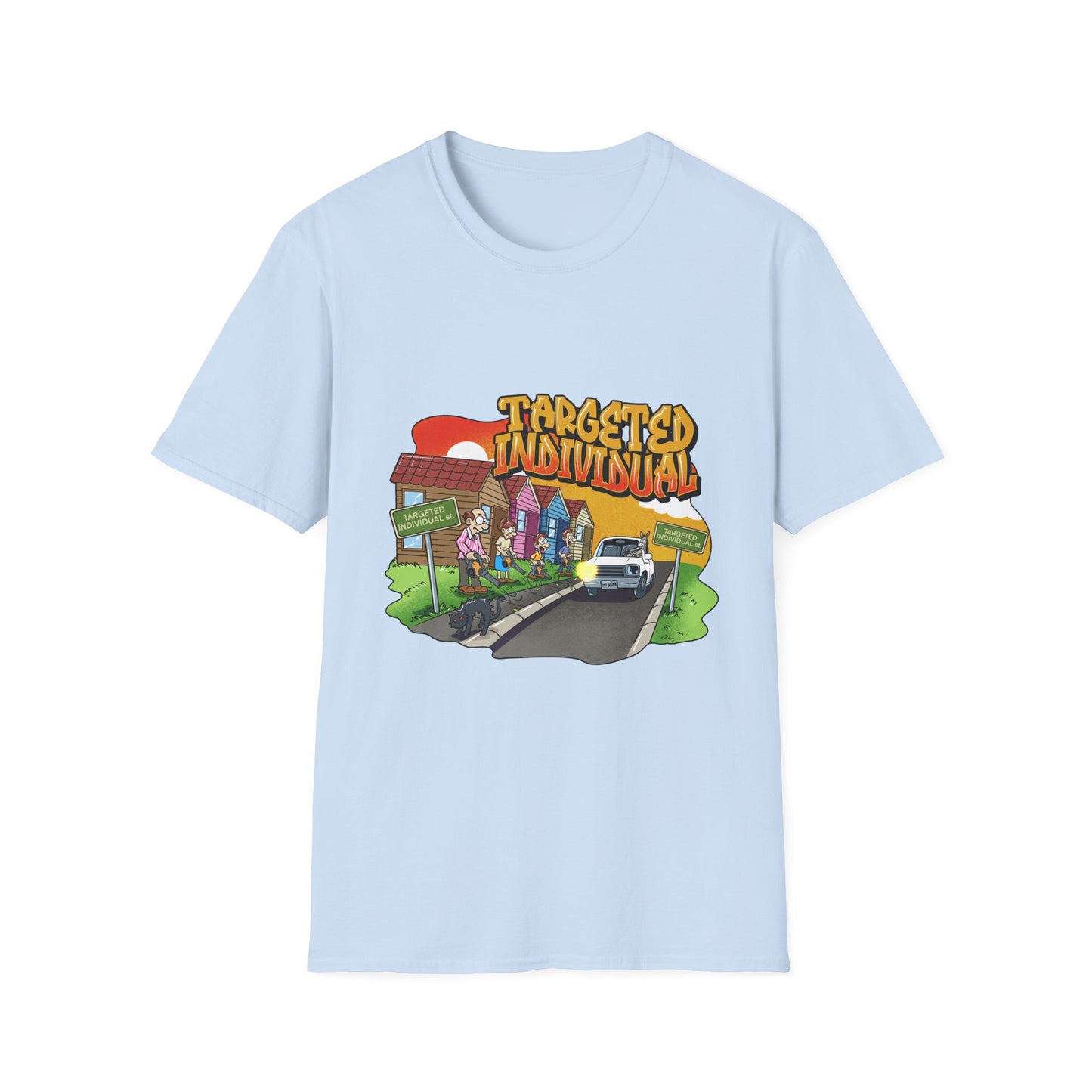Targeted Individual Graphic T-Shirt — Retro Street Scene Tee
