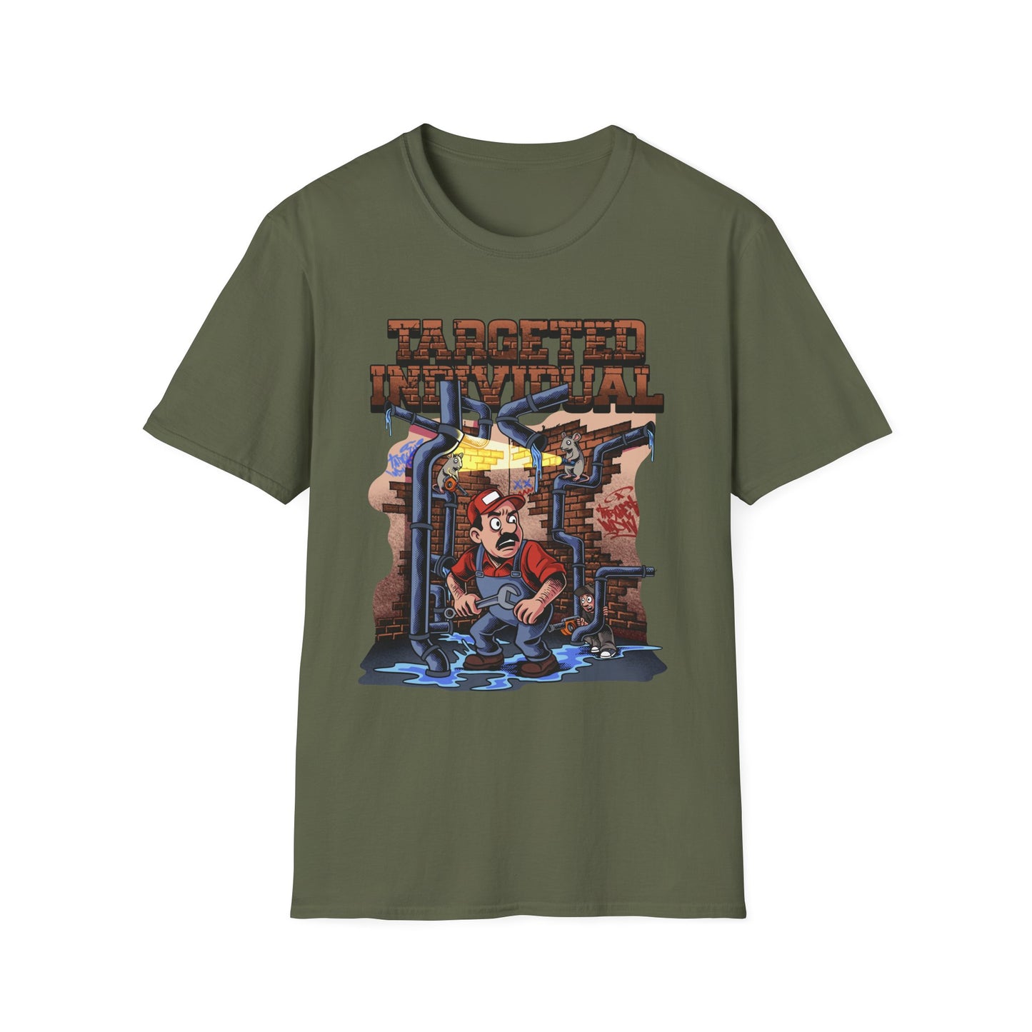 Plumber Cartoon Tee — "Tap Outta Luck" Retro Plumbing Design