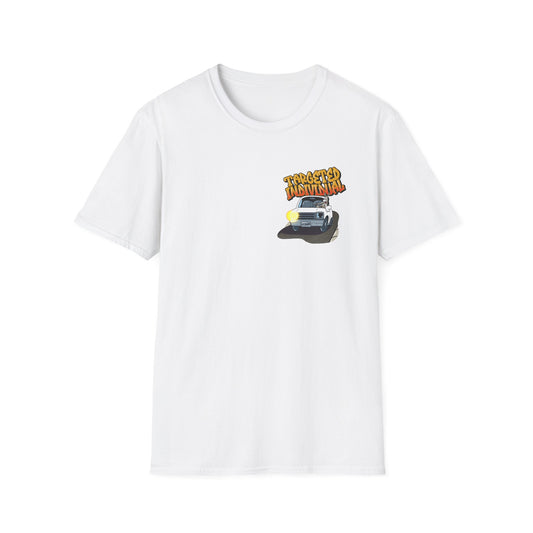 Targeted Individual Graphic T-Shirt — Retro Car & Neighborhood Illustration