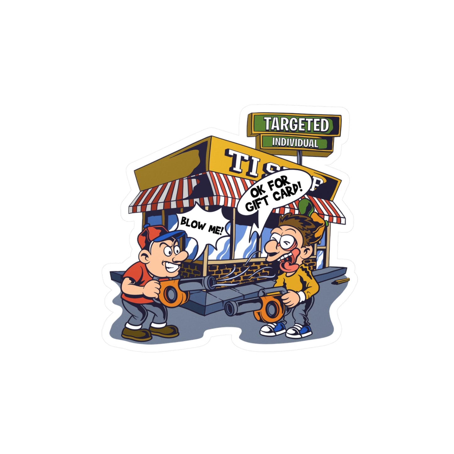 Targeted Individual Vinyl Sticker — Funny Arcade Blow Me Design (Kiss-Cut Decal)