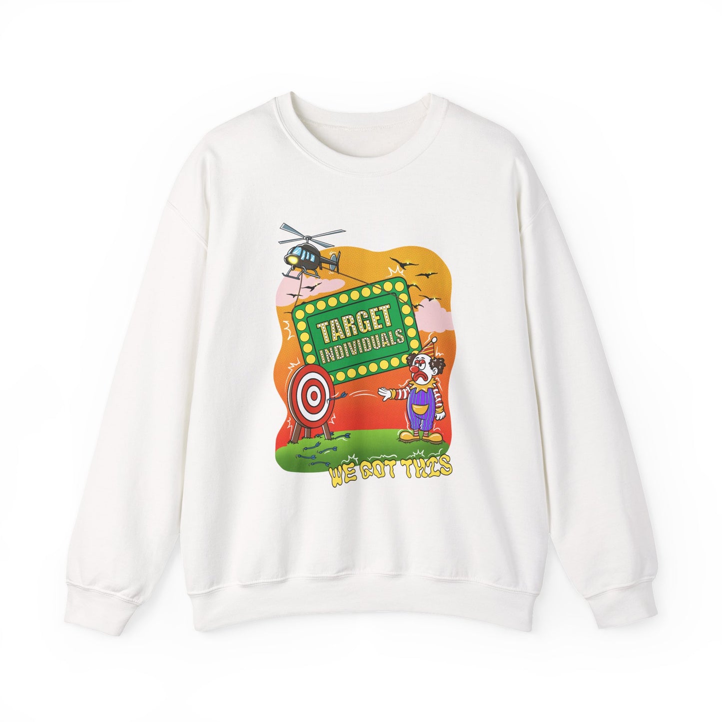 Crewneck Sweatshirt — "Target Individuals" Arcade Target Graphic Pullover