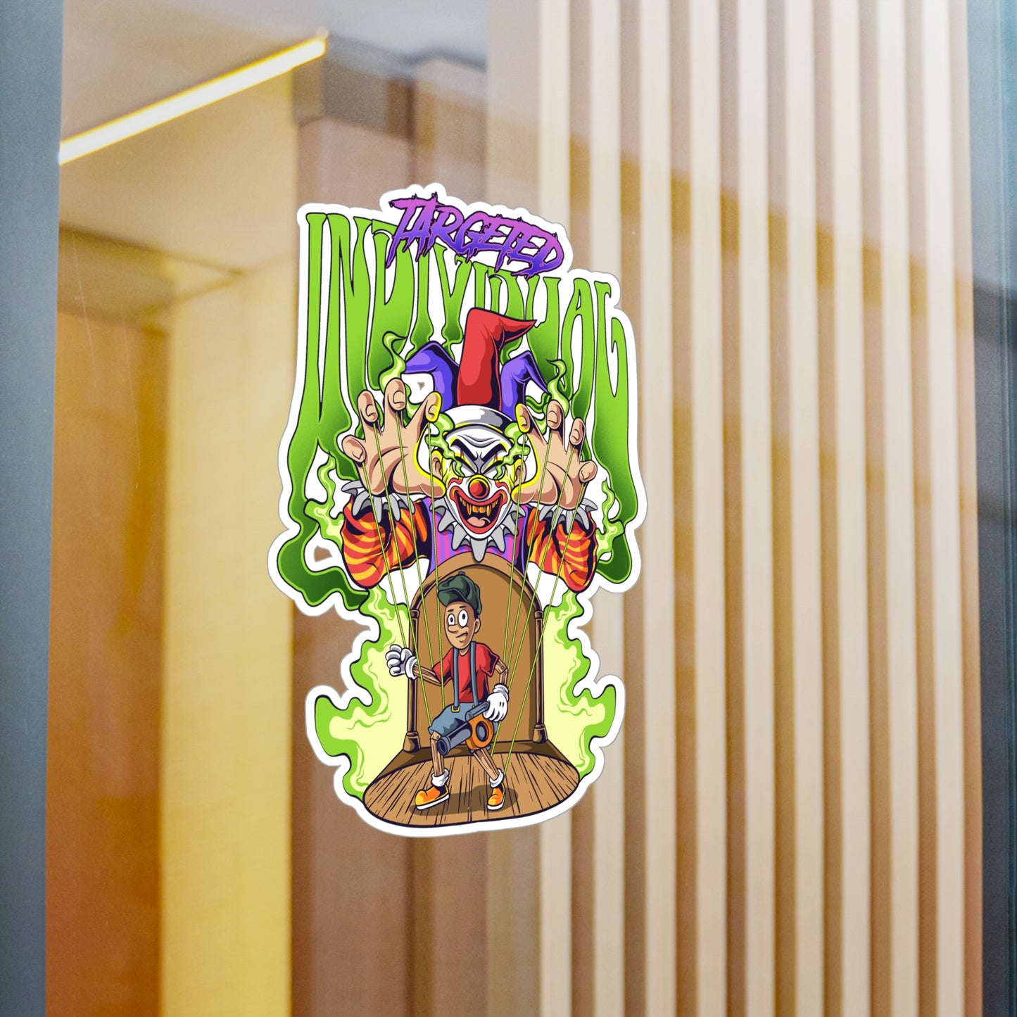 Creepy Clown Skateboarder Kiss-Cut Vinyl Sticker