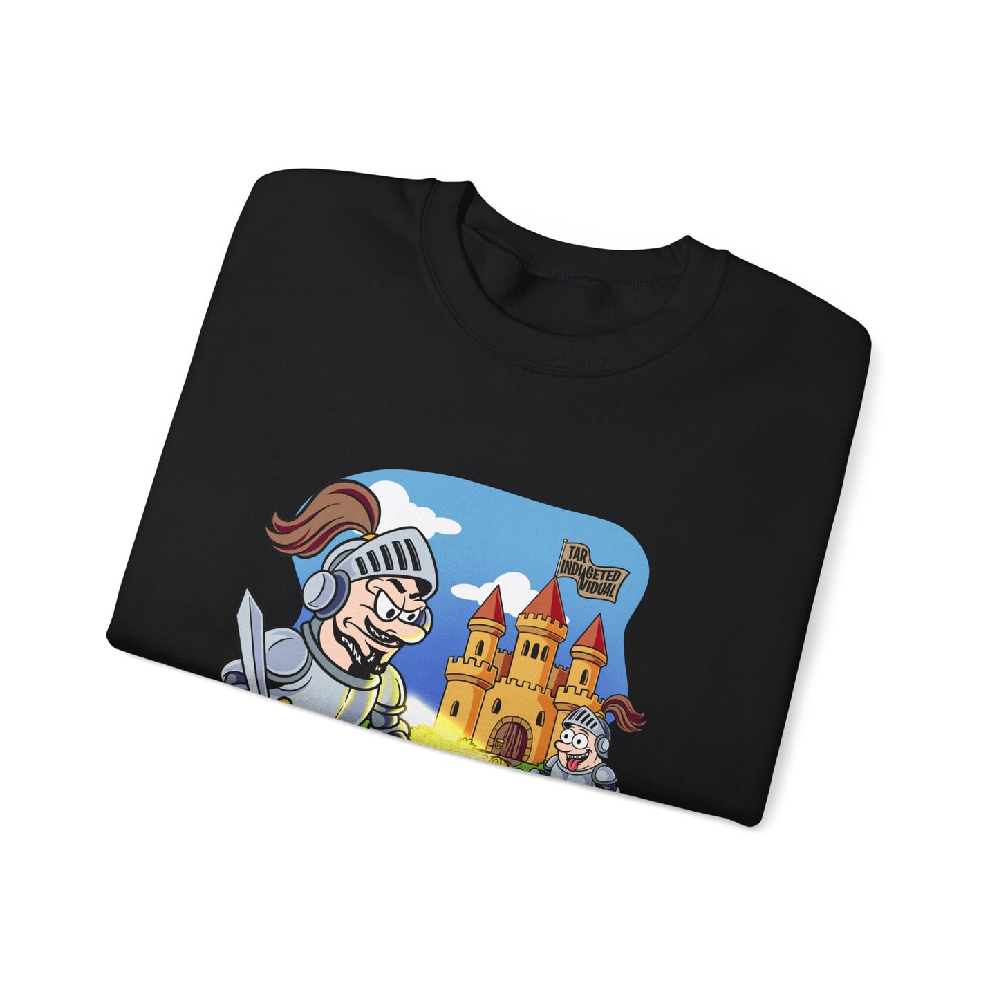 Knight Adventure Crewneck Sweatshirt — Cartoon Castle & Brave Knight Design