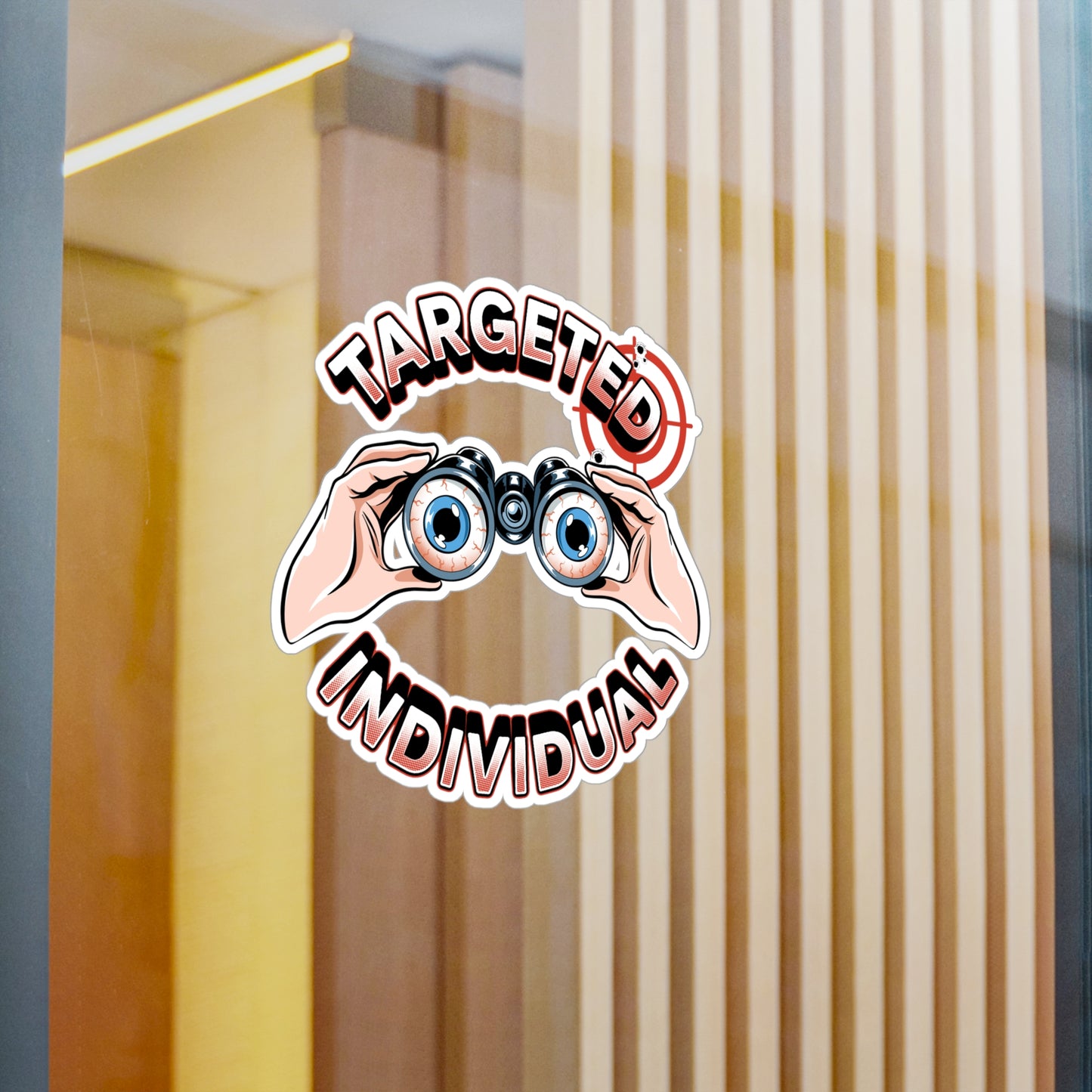 Targeted Individual Binoculars Vinyl Sticker — Kiss-Cut Decal for Laptops, Water Bottles & Windows
