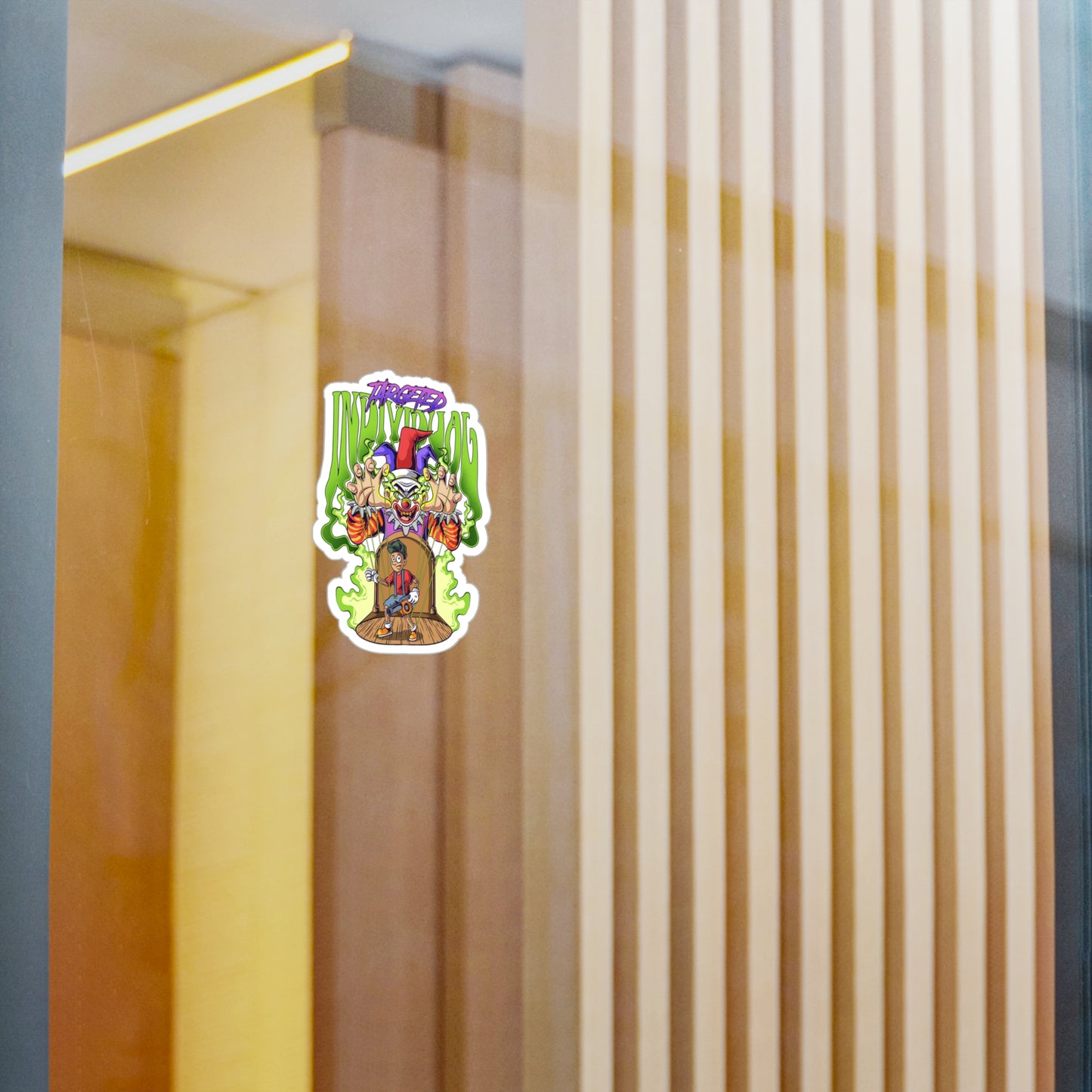Creepy Clown Skateboarder Kiss-Cut Vinyl Sticker