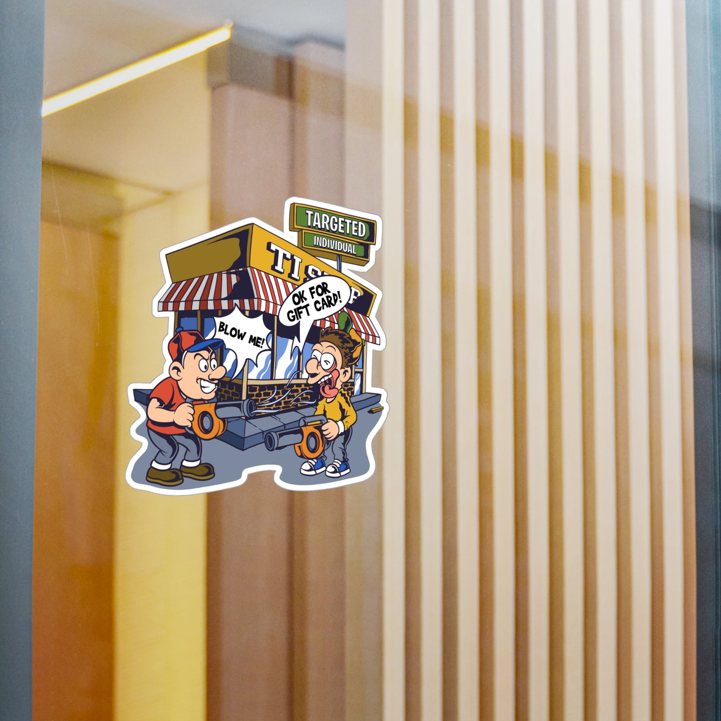 Targeted Individual Vinyl Sticker — Funny Arcade Blow Me Design (Kiss-Cut Decal)