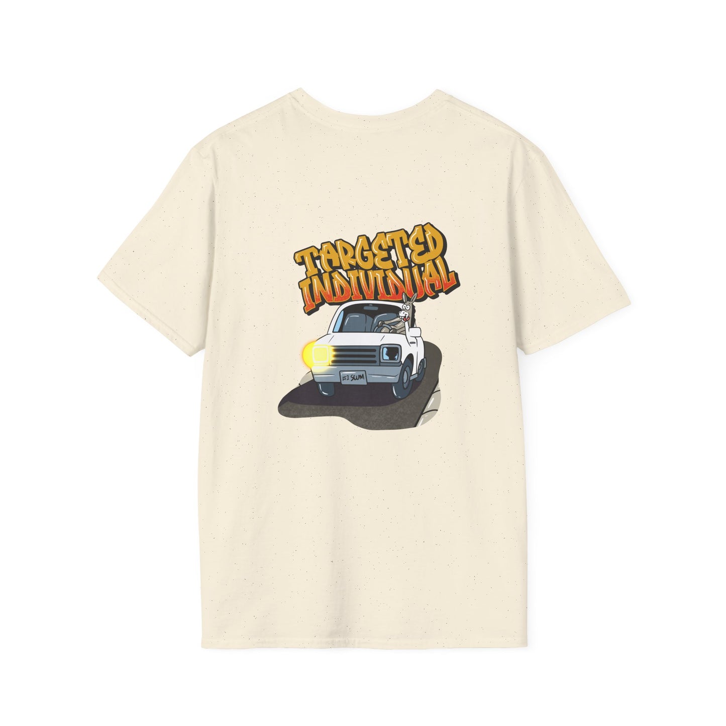 Targeted Individual Graphic Tee — Retro Police Car Design