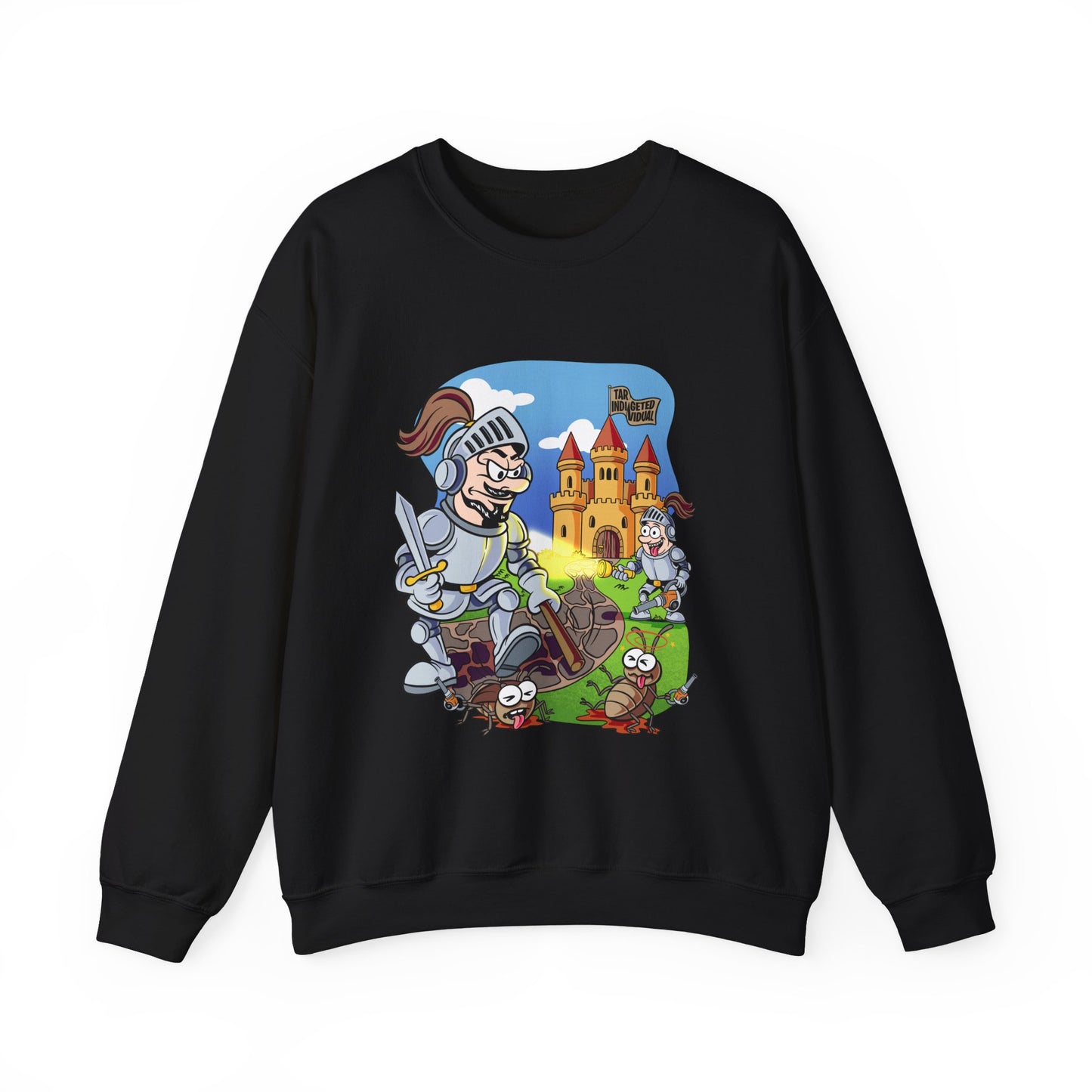 Knight Adventure Crewneck Sweatshirt — Cartoon Castle & Brave Knight Design