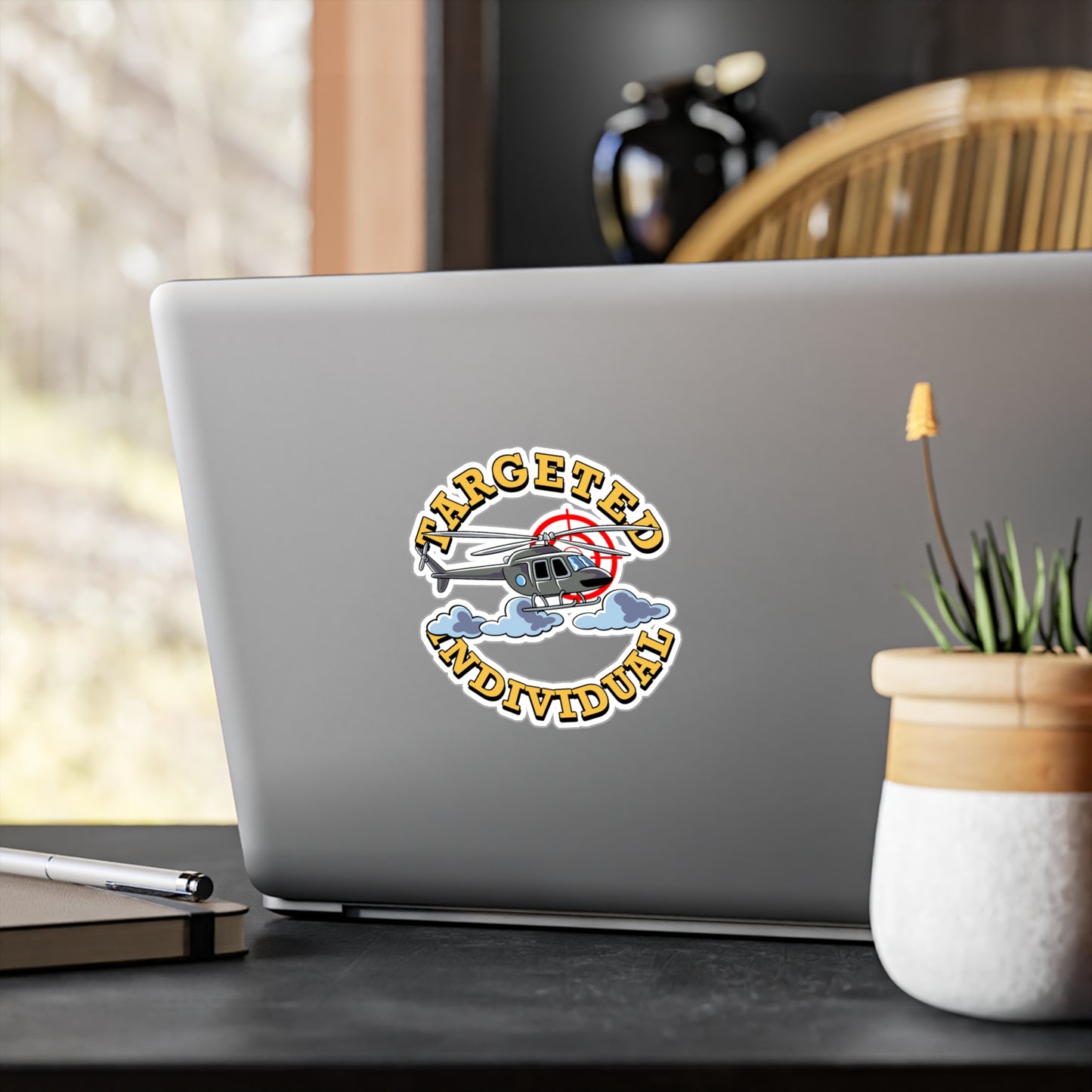 Targeted Individual Helicopter Sticker — Kiss-Cut Vinyl Decal