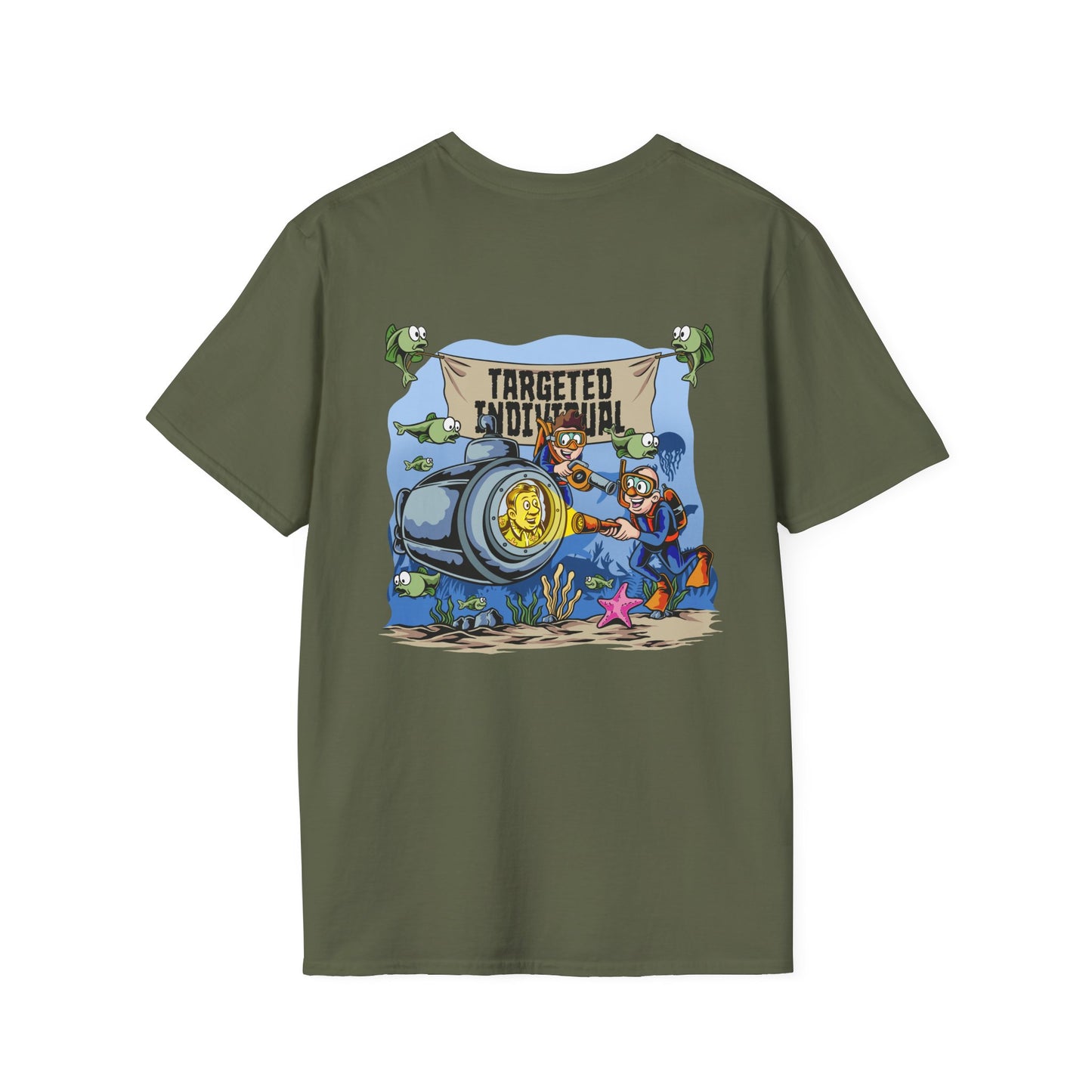 Targeted Individual Graphic Tee — Retro Diver Underwater Design