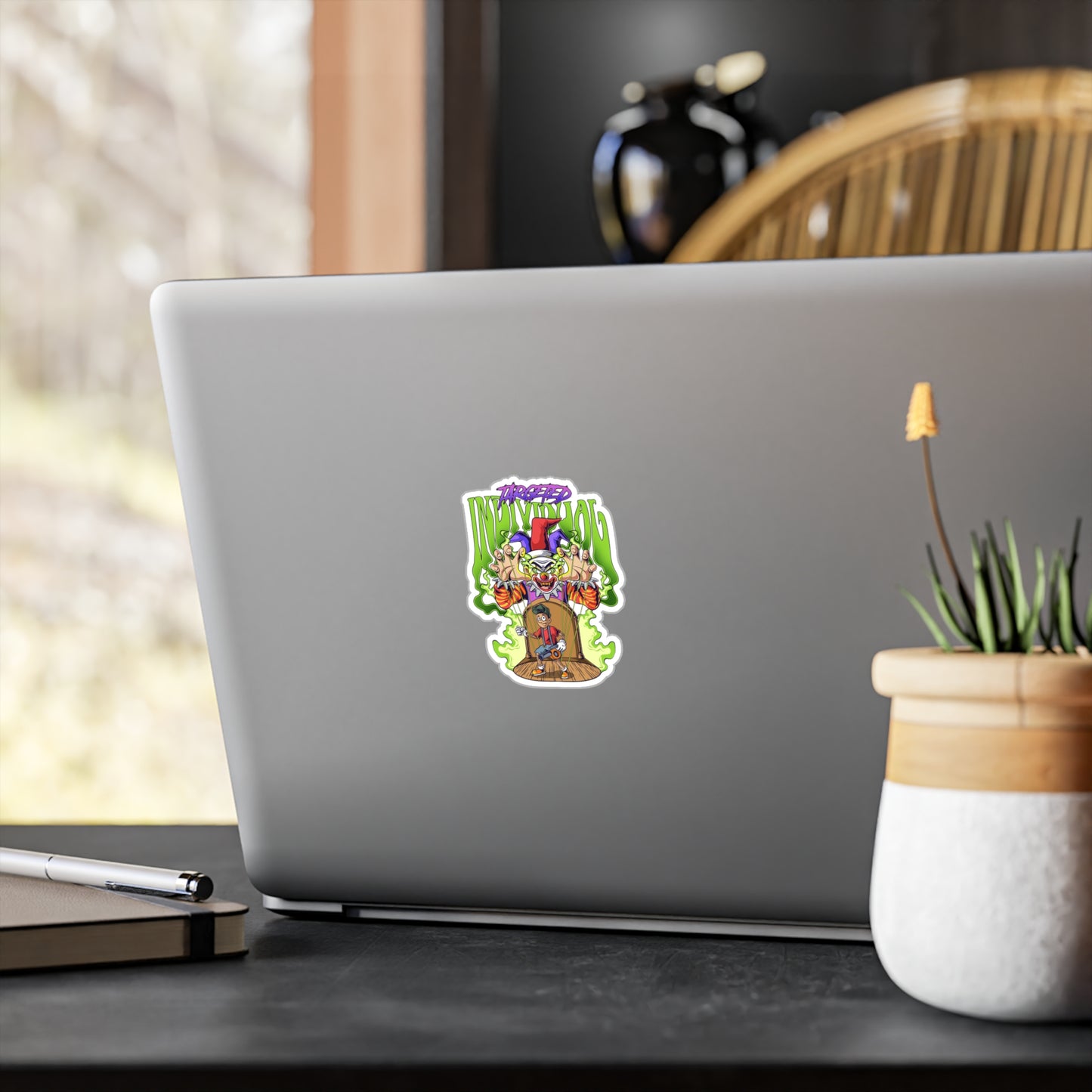 Creepy Clown Skateboarder Kiss-Cut Vinyl Sticker