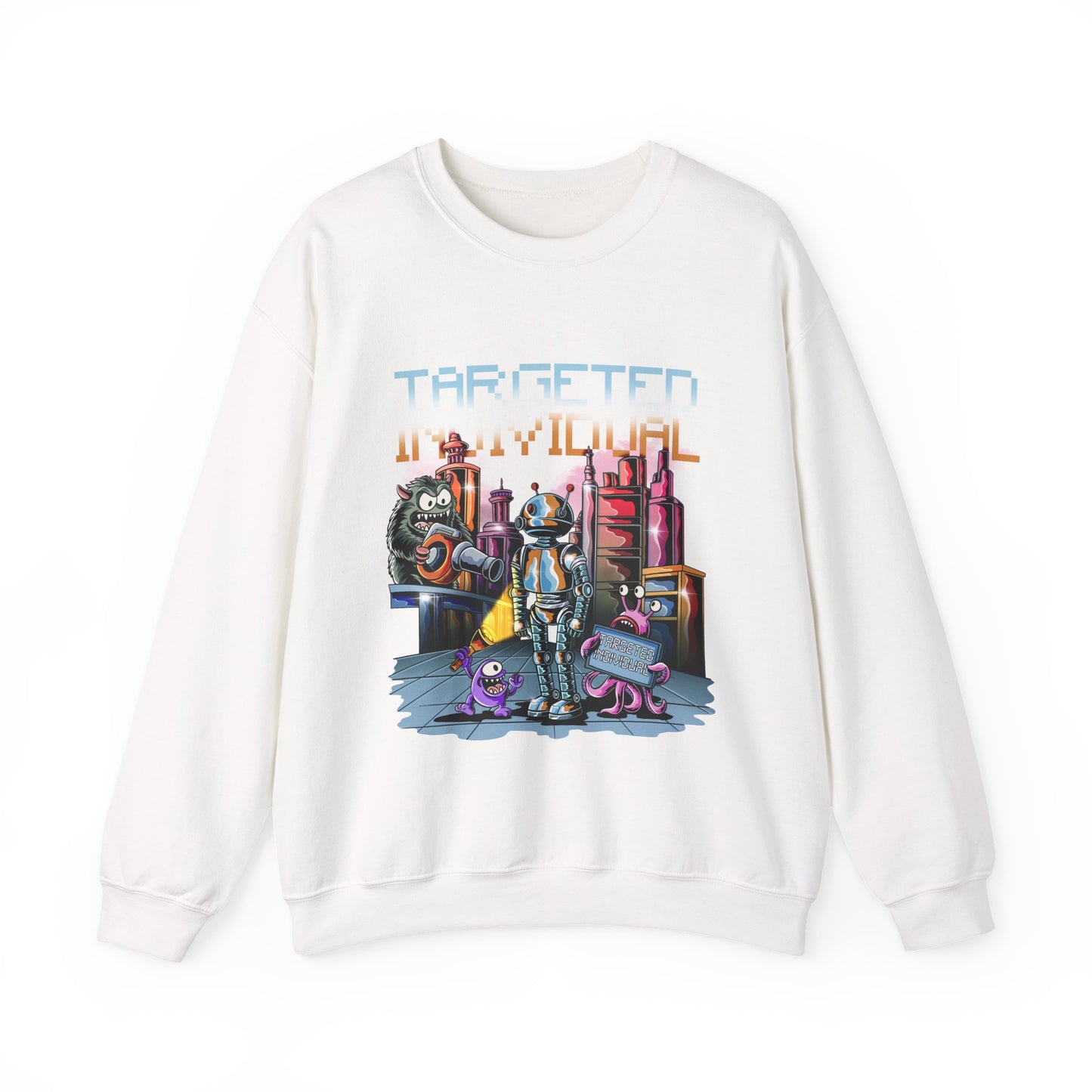 Crewneck Sweatshirt — Retro Cyberpunk 'Targeted' Graphic