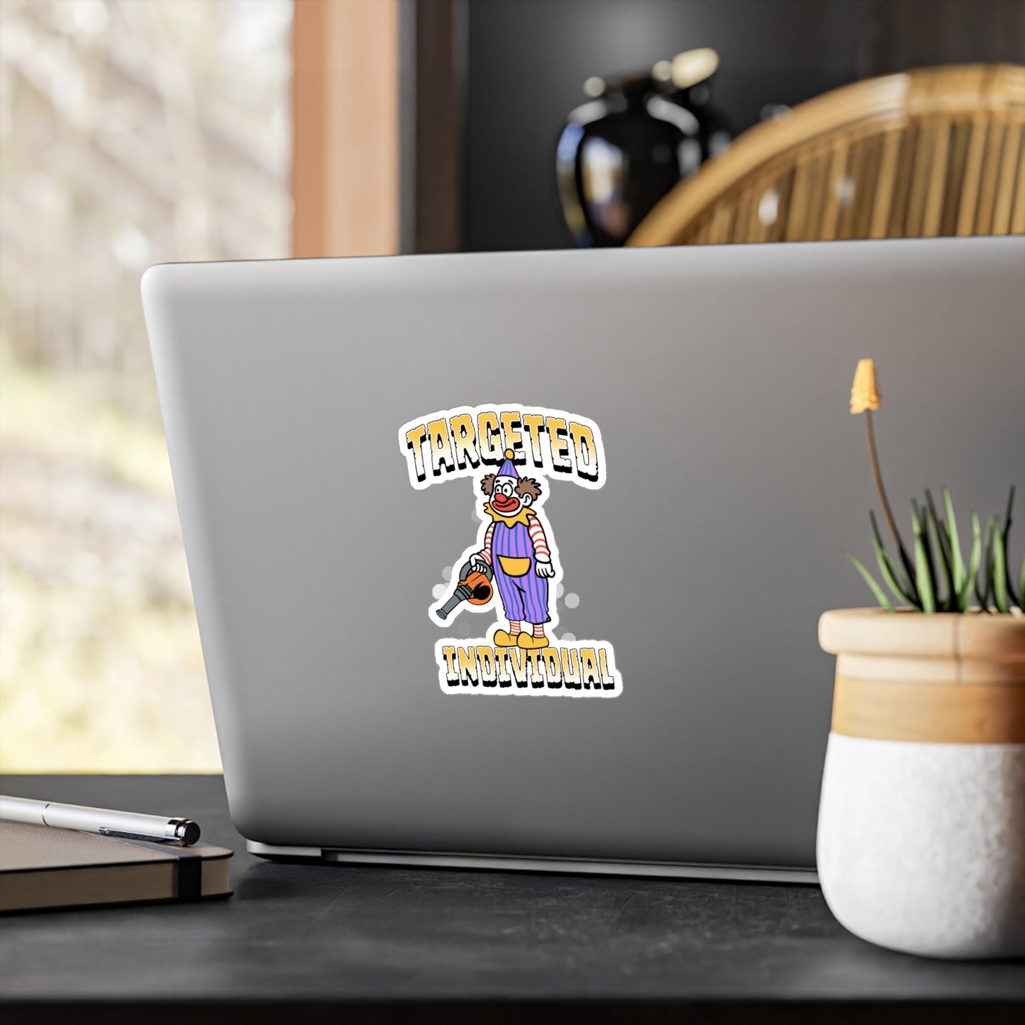 Targeted Individual Clown Vinyl Sticker — Kiss-Cut Decal
