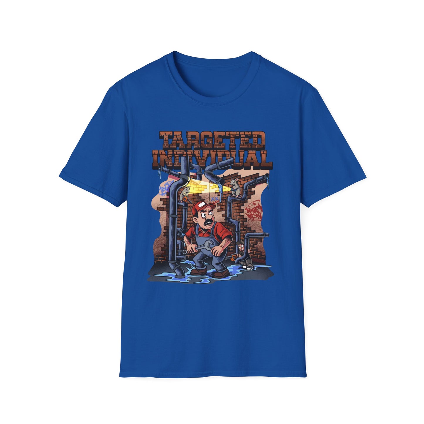 Plumber Cartoon Tee — "Tap Outta Luck" Retro Plumbing Design