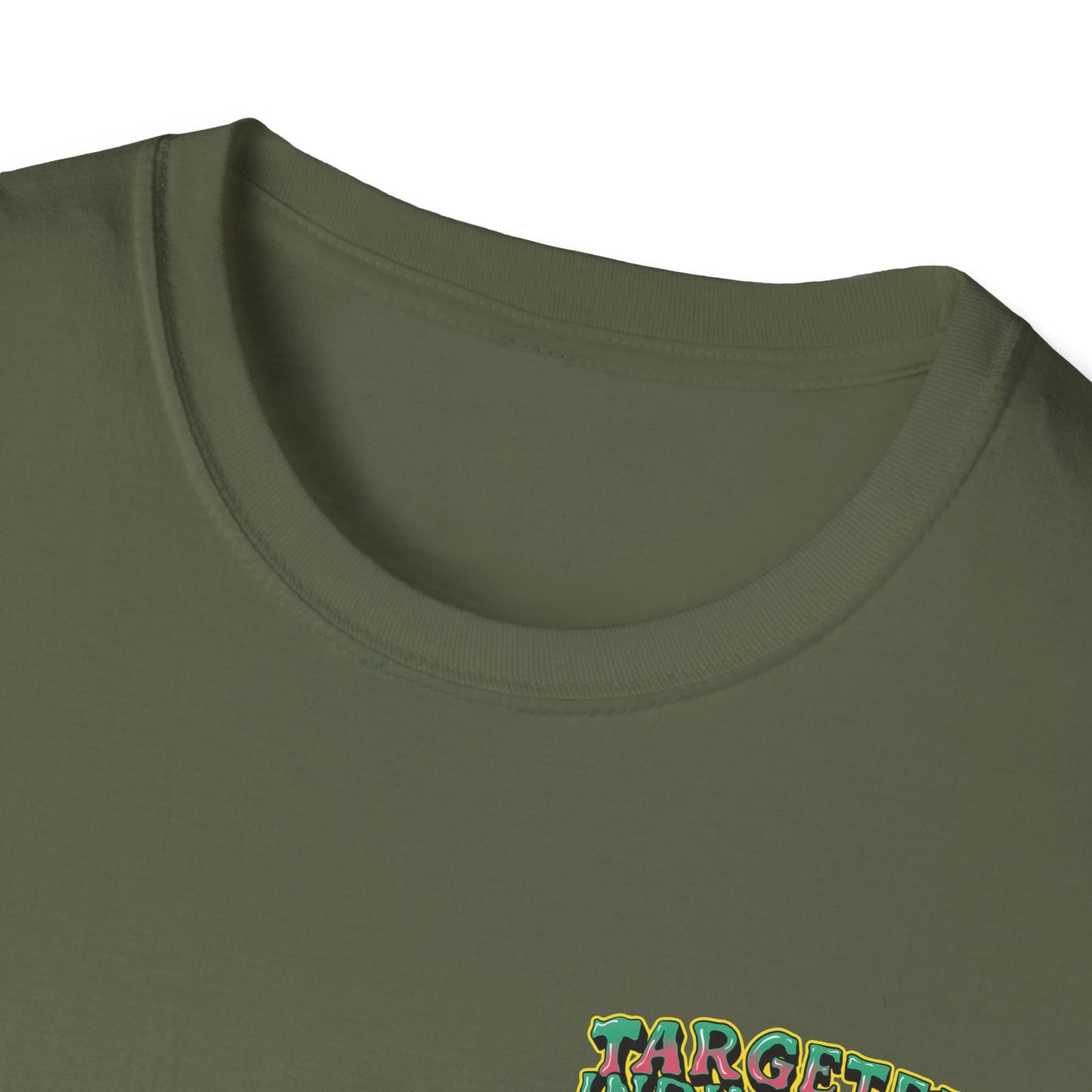 Targeted Individual Graphic T-Shirt — Retro Beach Protest Artwork