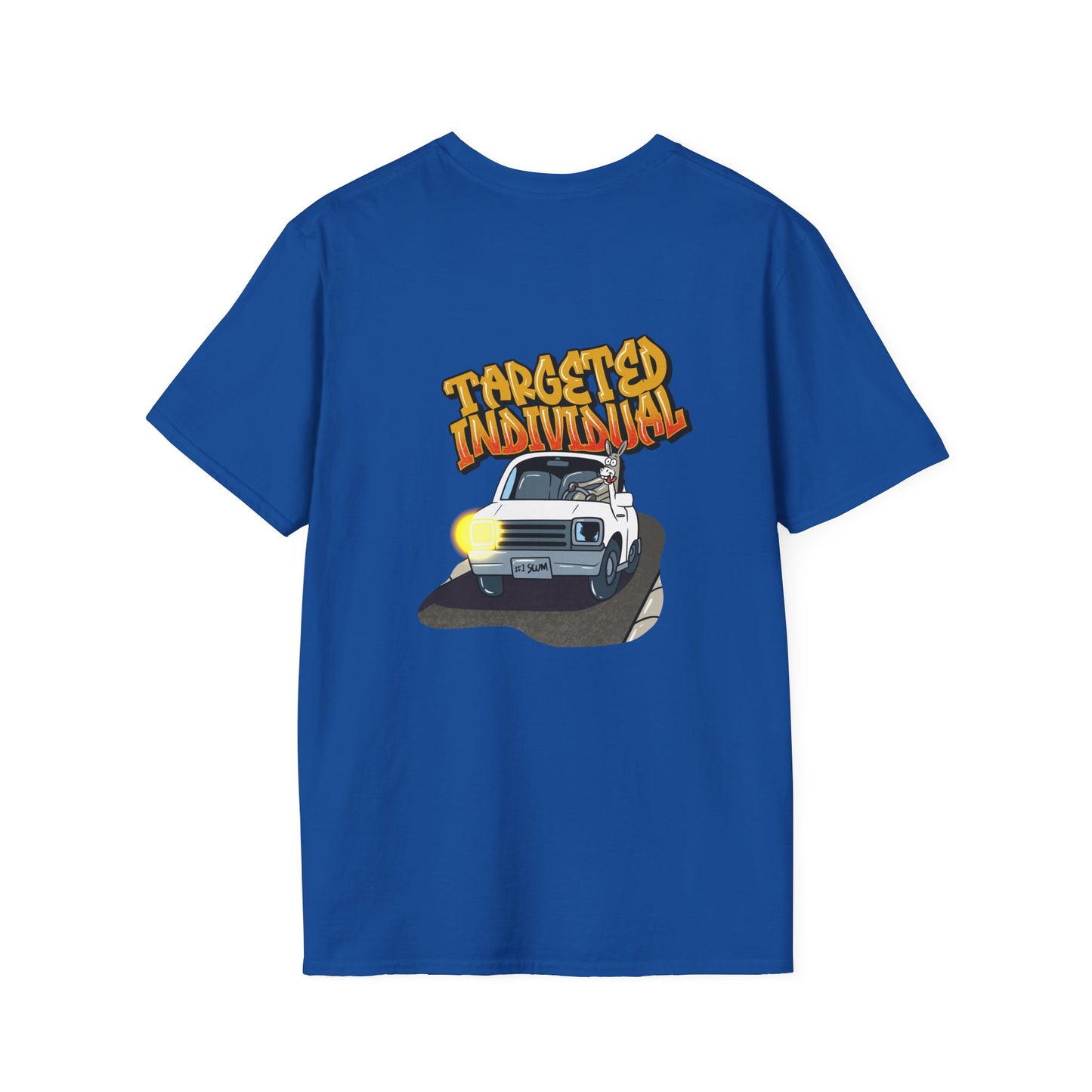 Targeted Individual Graphic Tee — Retro Police Car Design