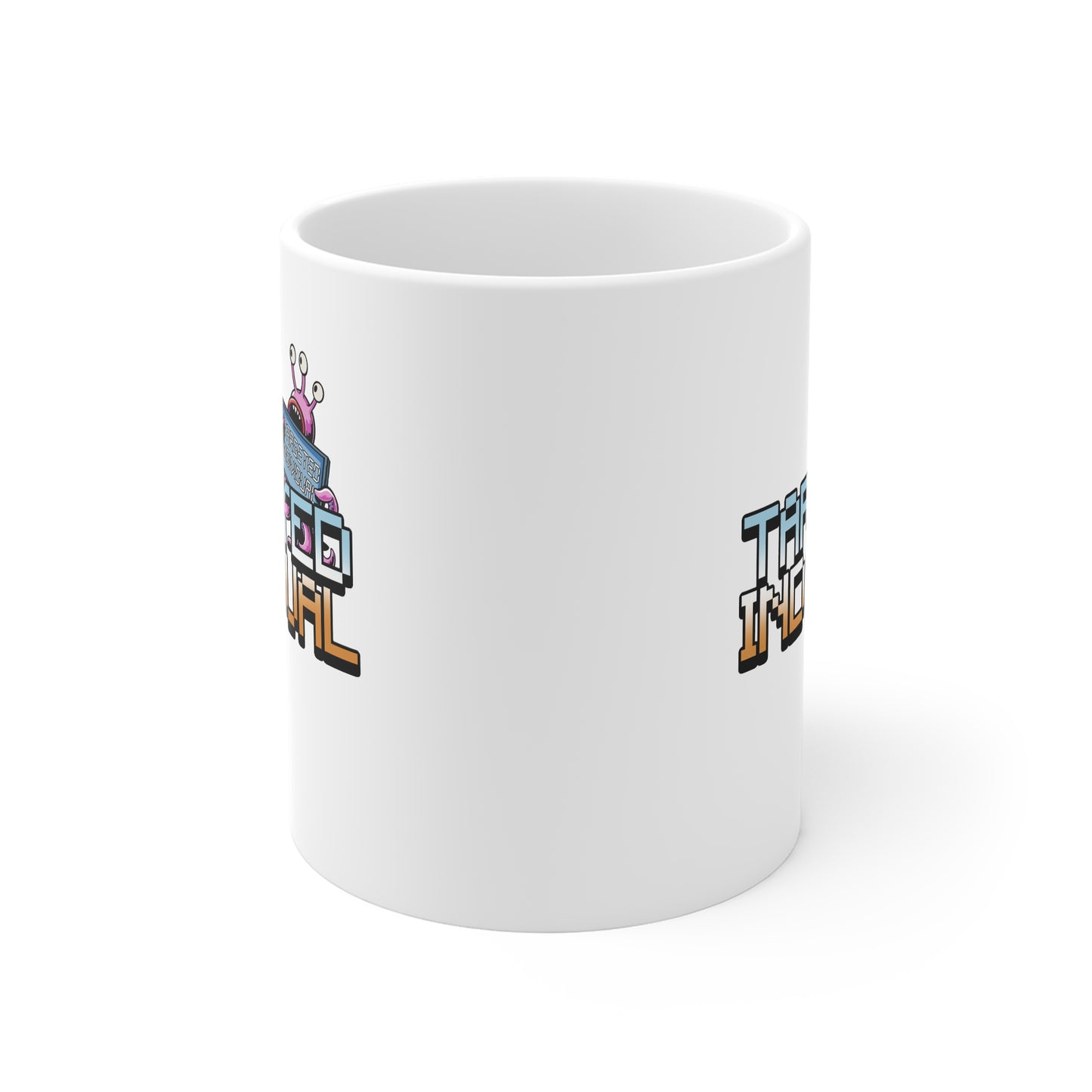 Targeted Individual Mug — Retro Pixel Alien Graphic Coffee Cup
