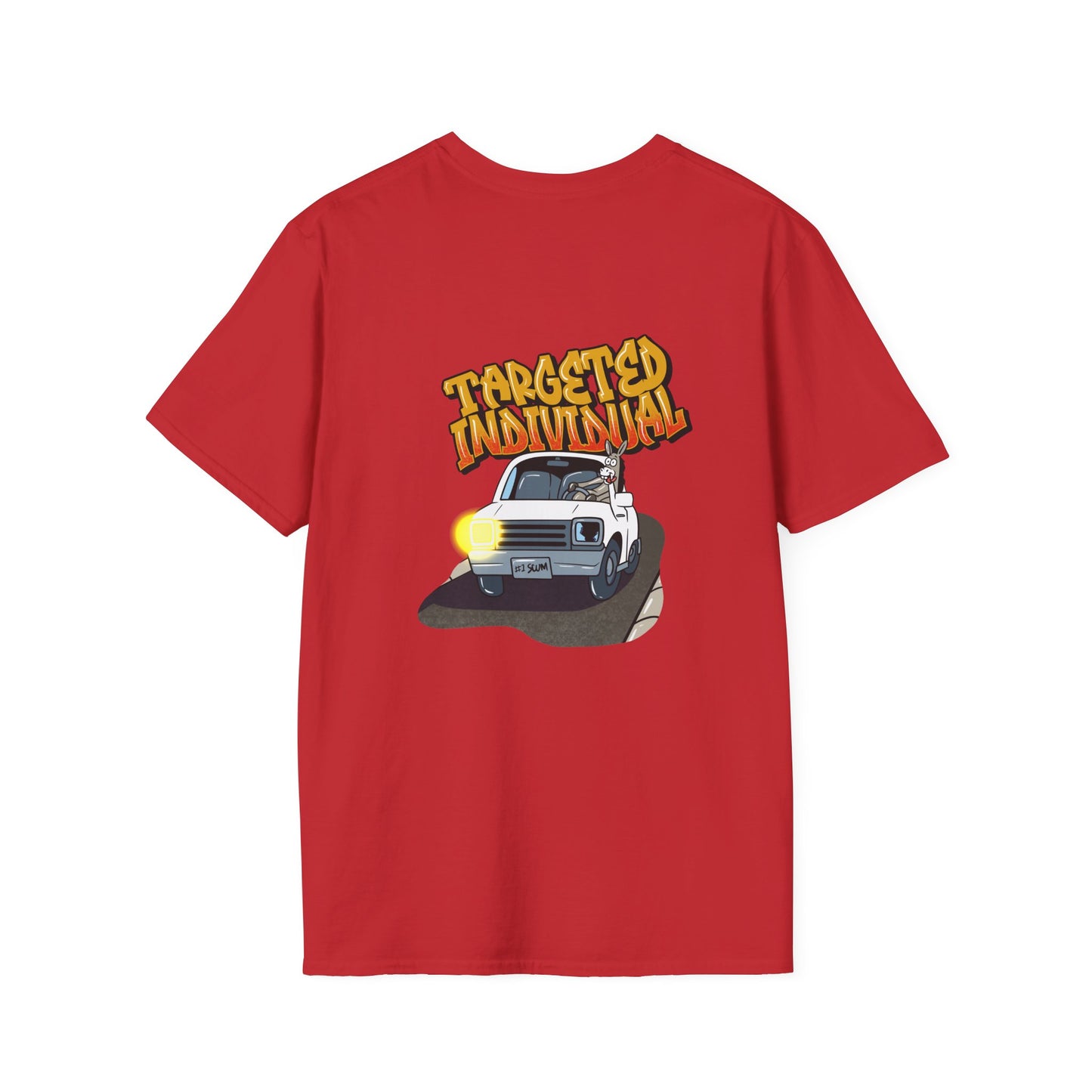 Targeted Individual Graphic Tee — Retro Police Car Design