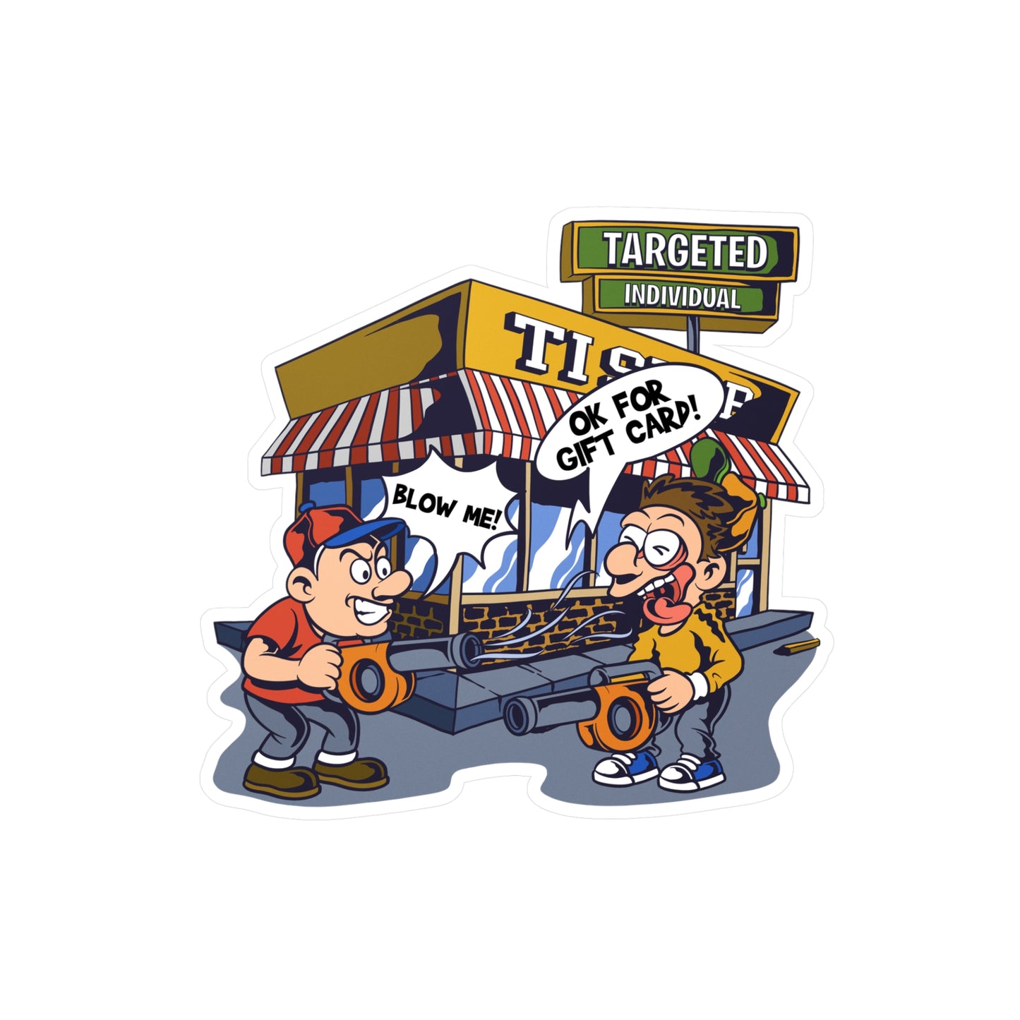 Targeted Individual Vinyl Sticker — Funny Arcade Blow Me Design (Kiss-Cut Decal)