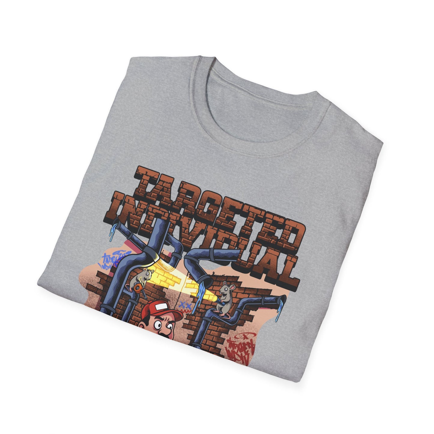 Plumber Cartoon Tee — "Tap Outta Luck" Retro Plumbing Design
