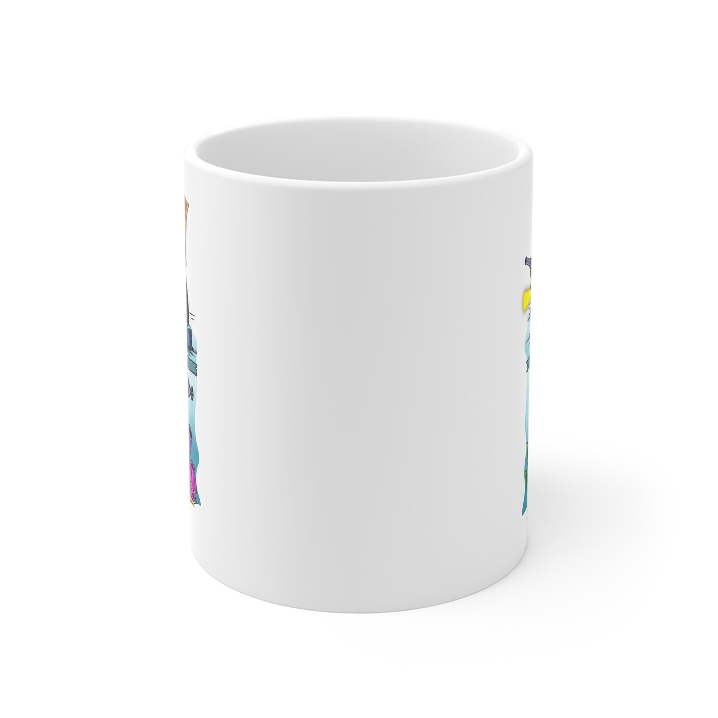 11oz Mug — 'Targeted Individual' Funny Ice Fishing Cartoon Coffee Cup