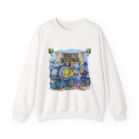 Crewneck Sweatshirt — 'Targeted Individual' Submarine Cartoon Graphic