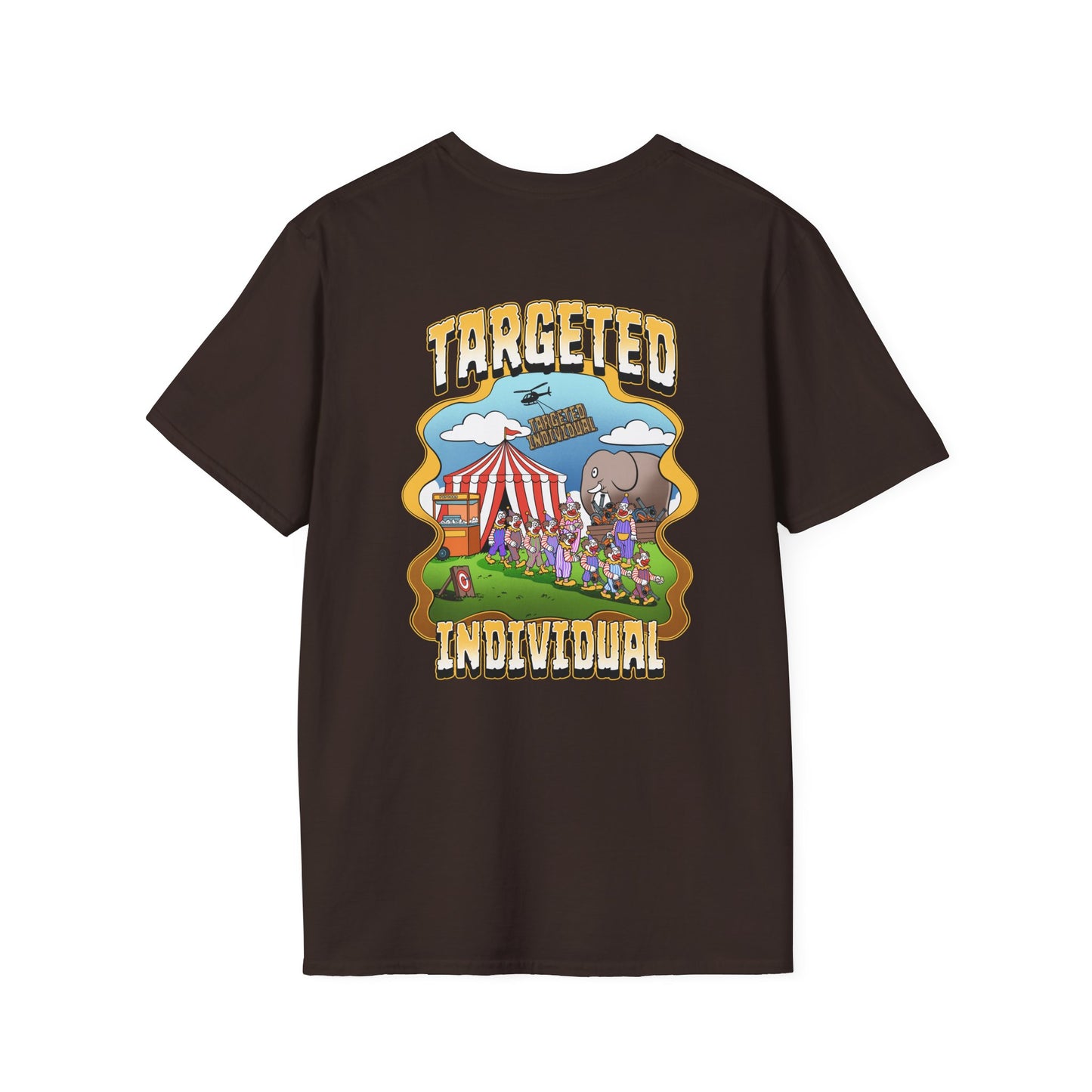 Targeted Individual Graphic T-Shirt — Circus Elephant Protest Design