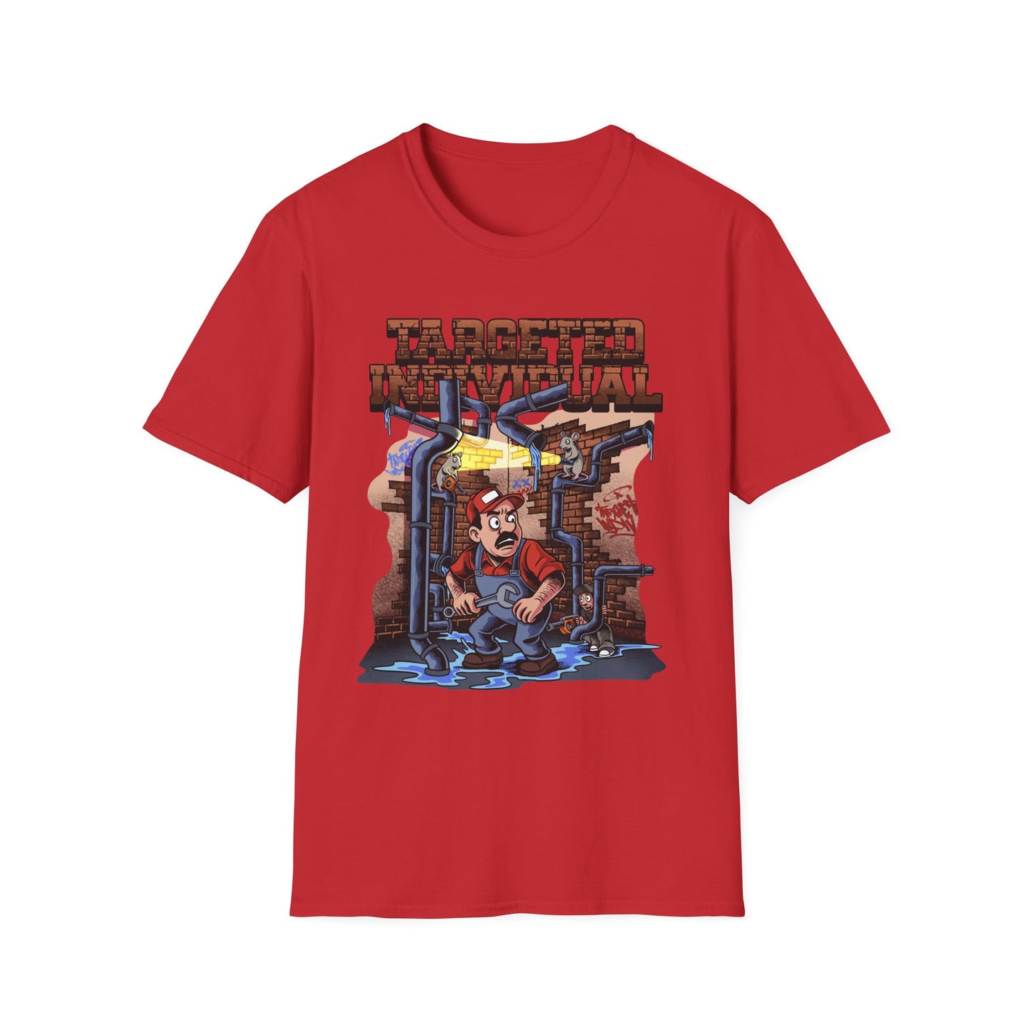 Plumber Cartoon Tee — "Tap Outta Luck" Retro Plumbing Design